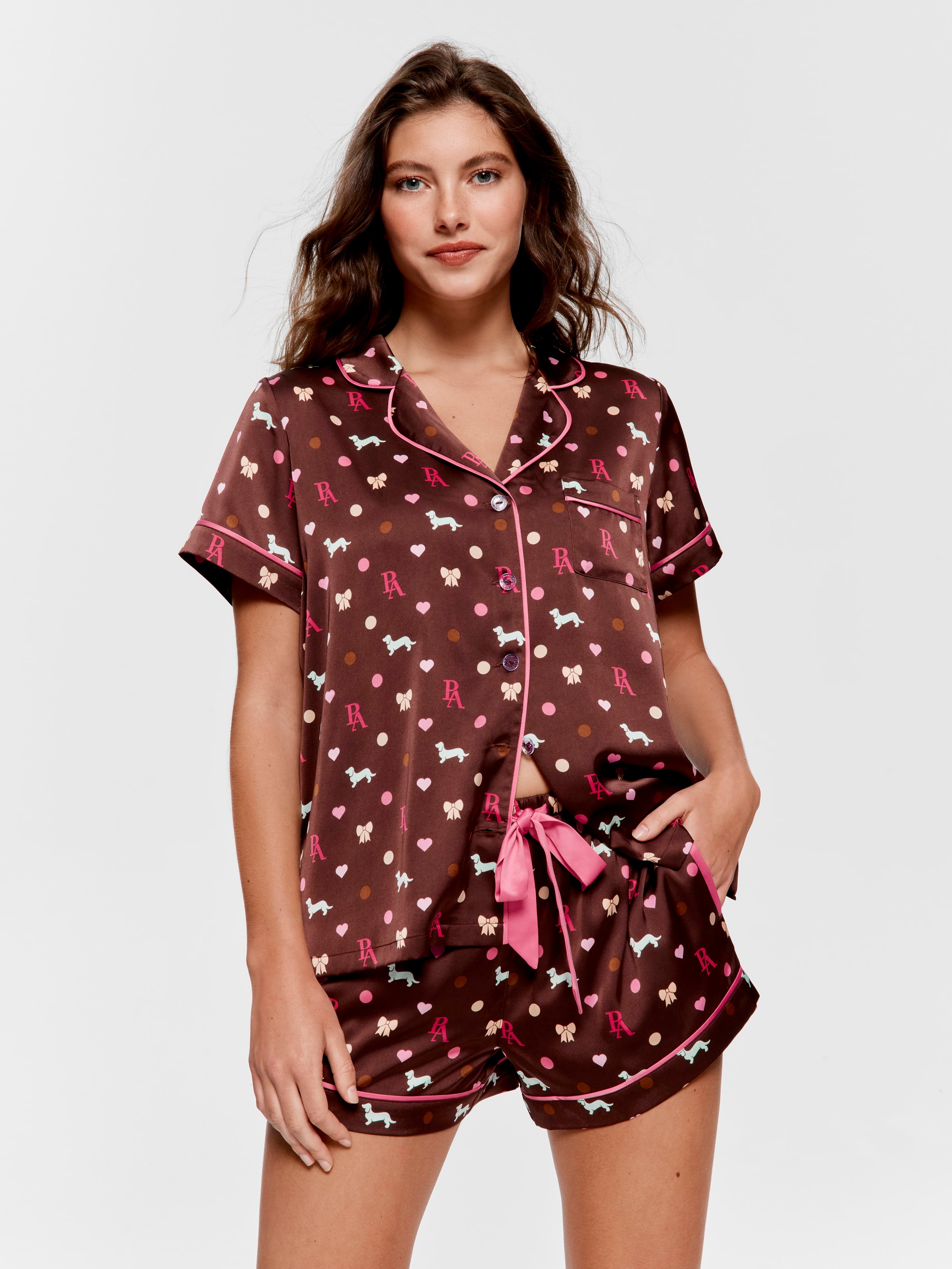 Image for Penny Bow Chic Satin Shortie Pj Set from Peter Alexander
