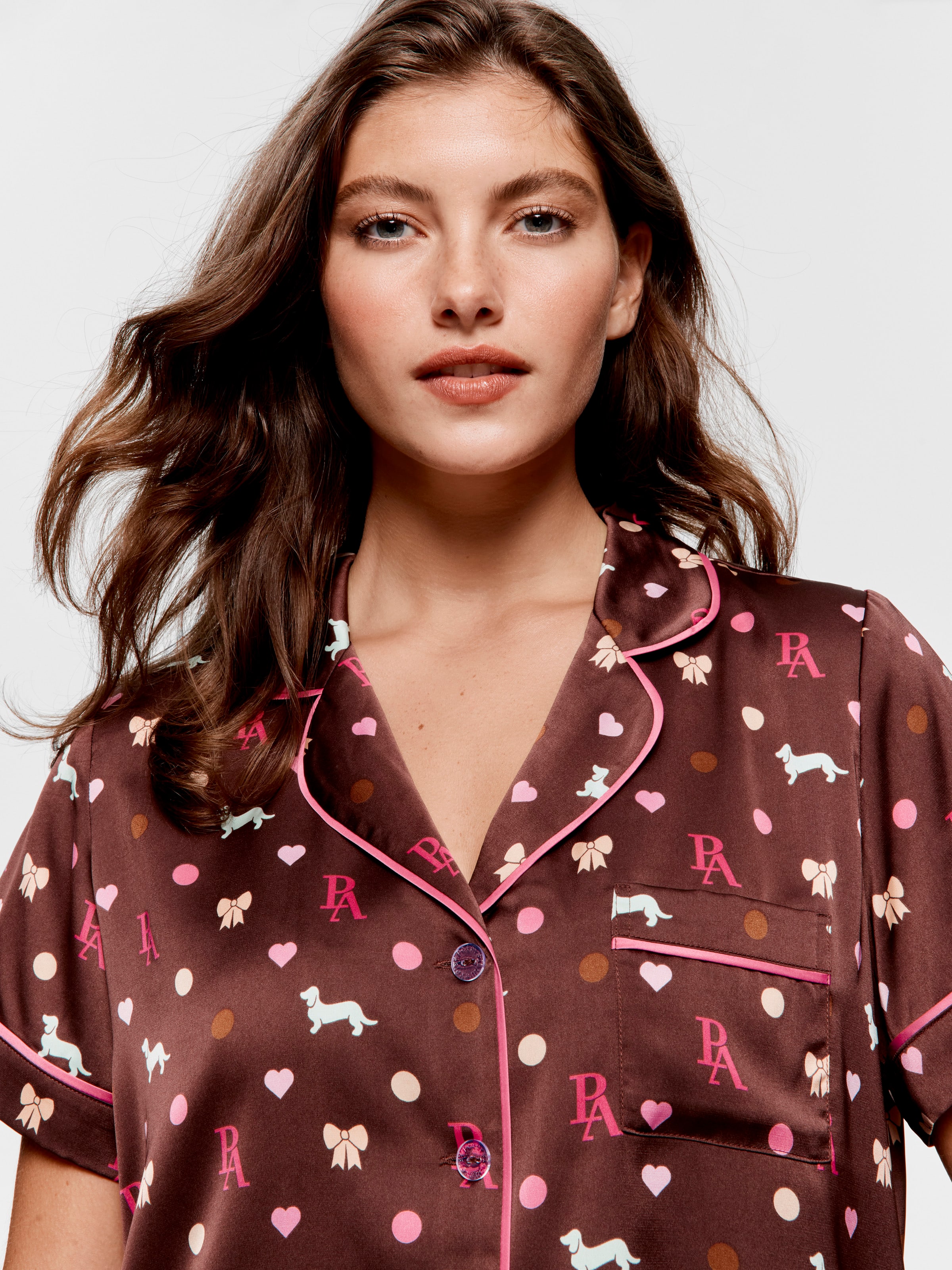 Image for Penny Bow Chic Satin Shortie Pj Set from Peter Alexander