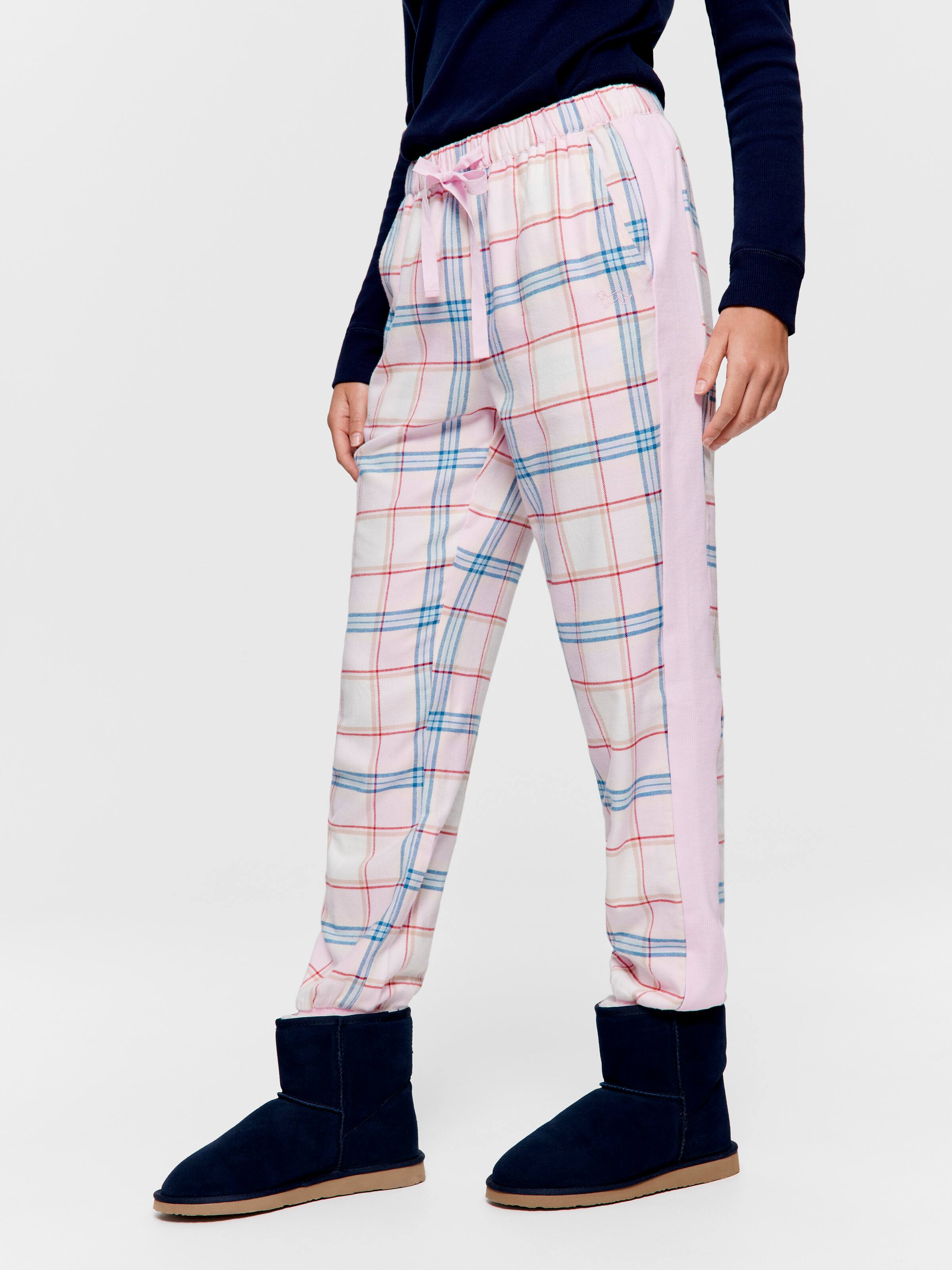 Image for Check Pink &amp; Navy Flannelette Cuff Pj Pant from Peter Alexander