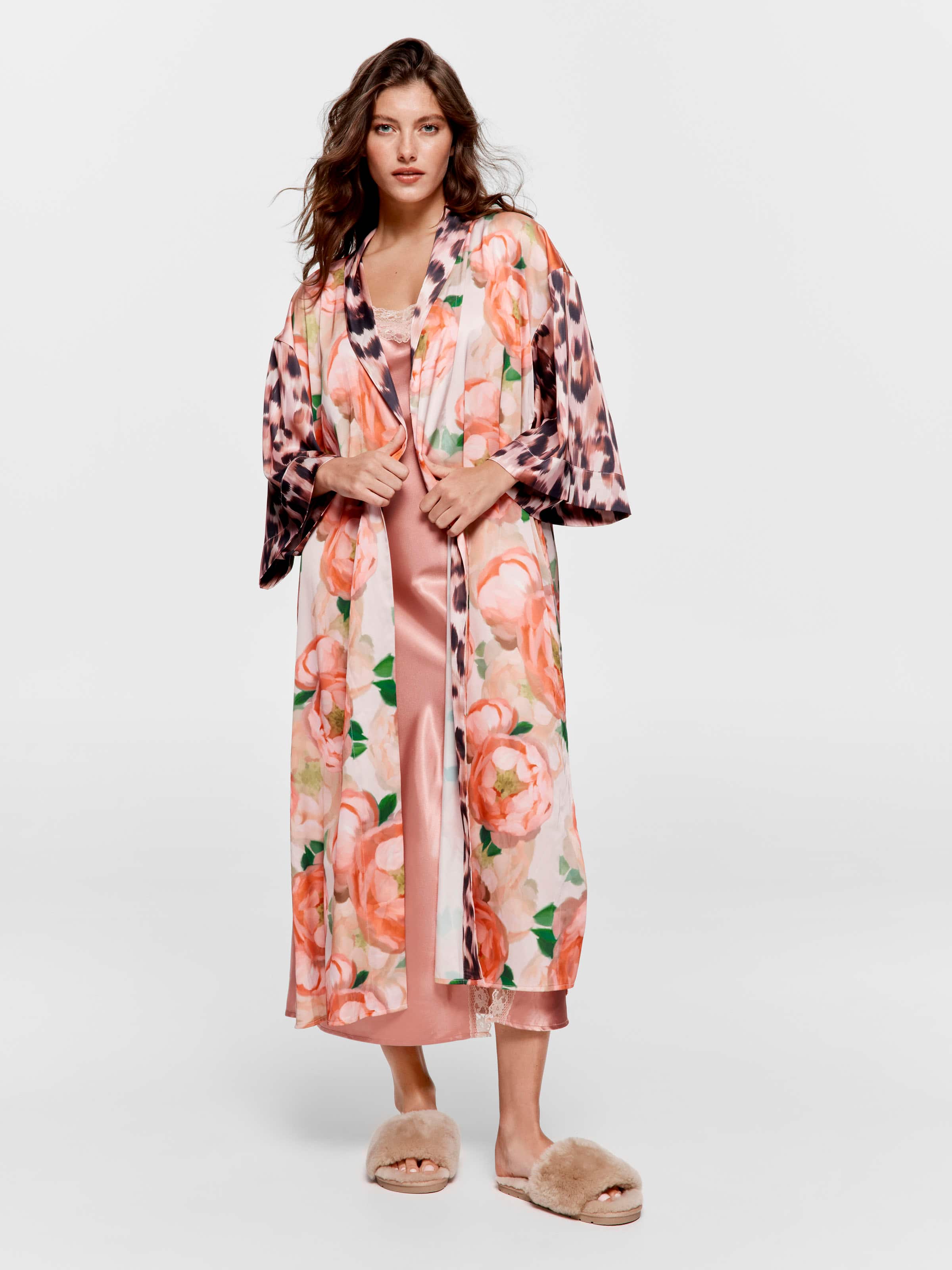 Image for Floral Leopard Long Satin Gown from Peter Alexander
