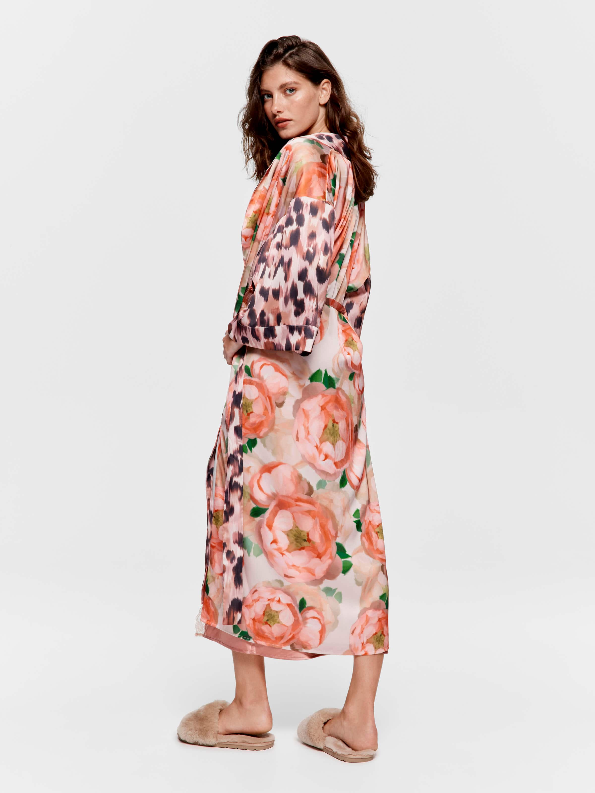 Image for Floral Leopard Long Satin Gown from Peter Alexander