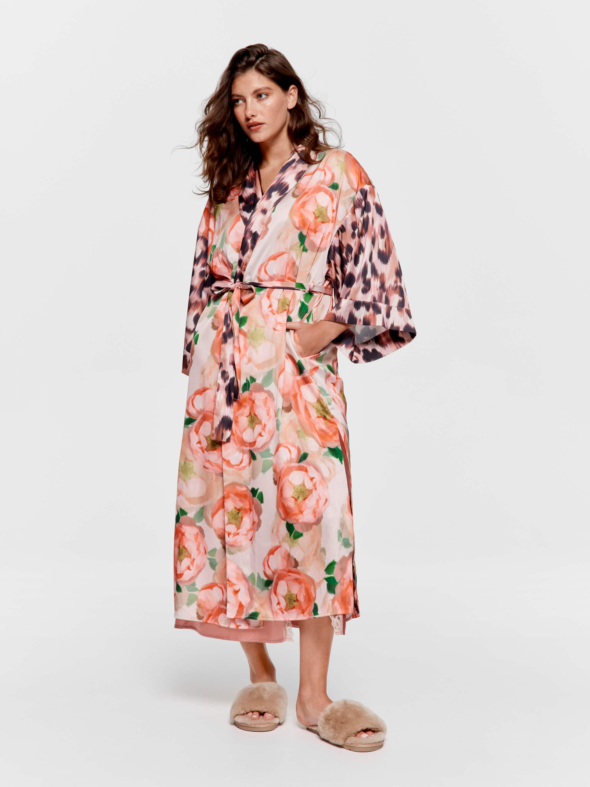 Image for Floral Leopard Long Satin Gown from Peter Alexander