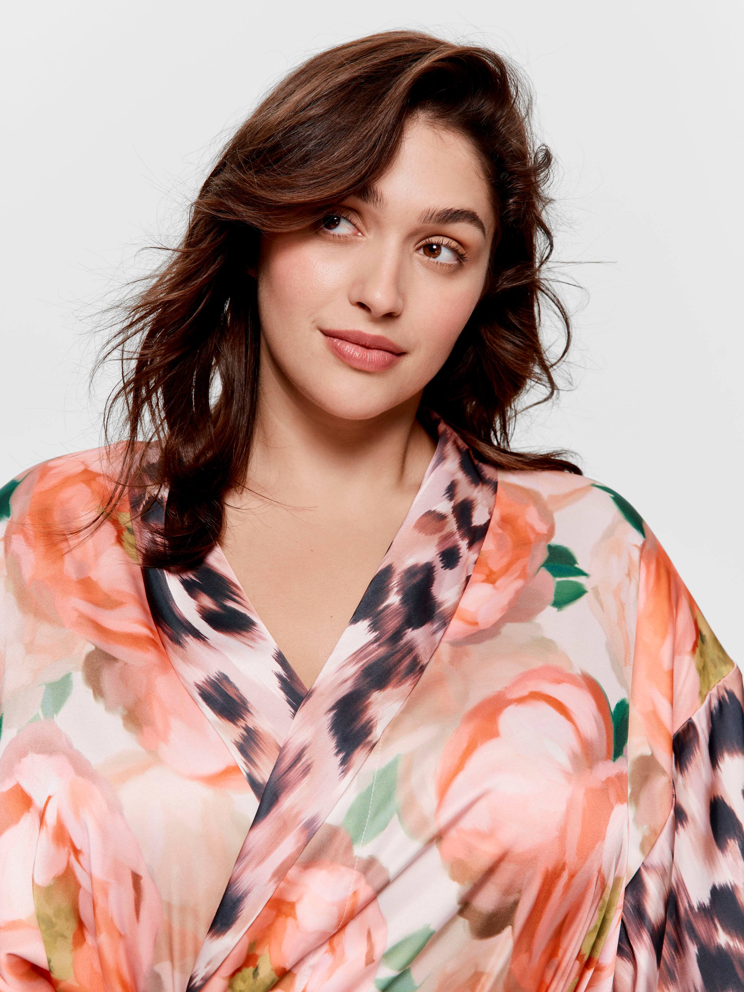 Image for P.A. Plus Floral Leopard Long Satin Gown from Peter Alexander