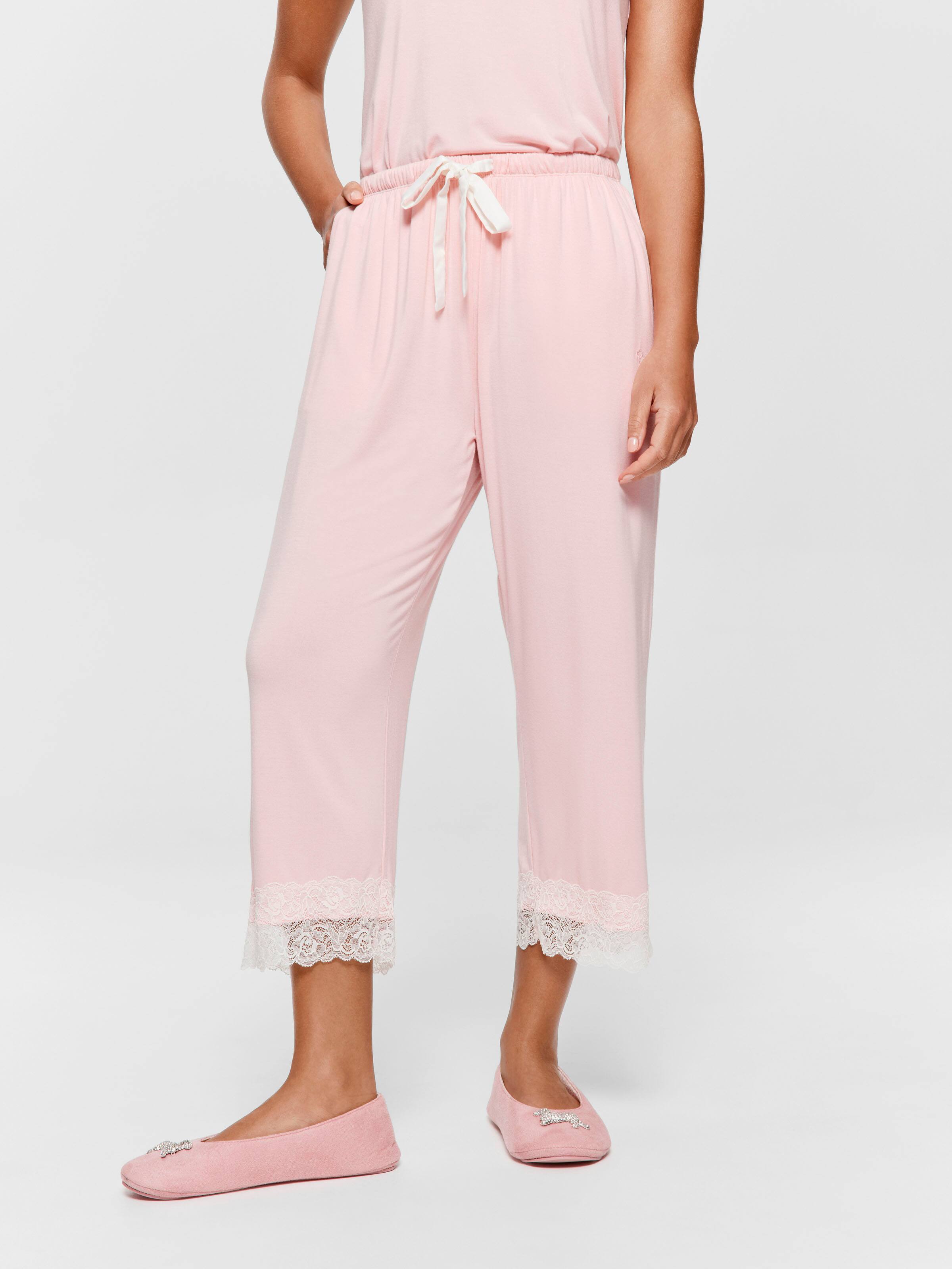 Image for Pink Bamboo Jersey Lace 3/4 Pj Pant from Peter Alexander