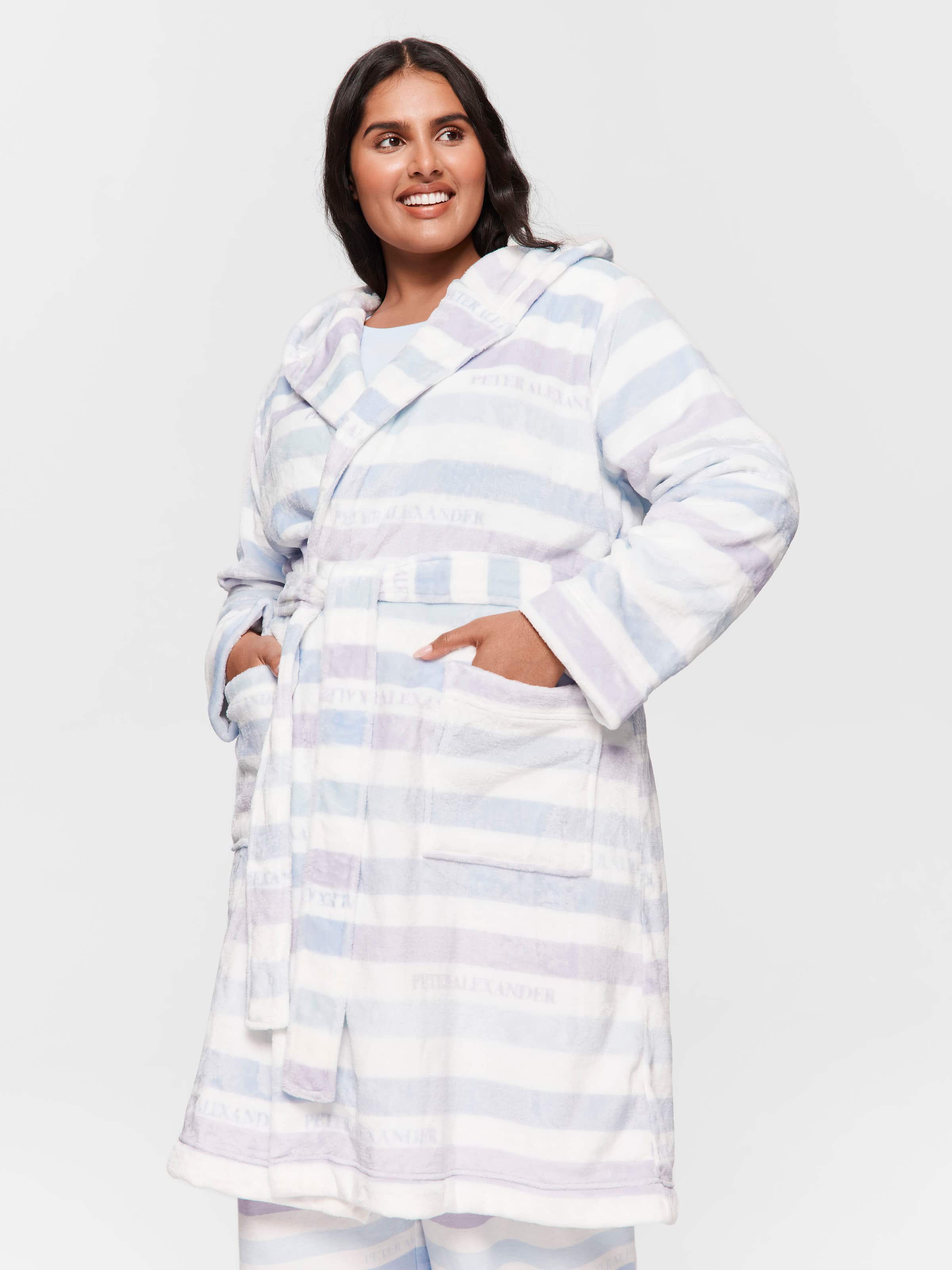 Image for P.A. Plus Branded Stripe Hooded Gown from Peter Alexander