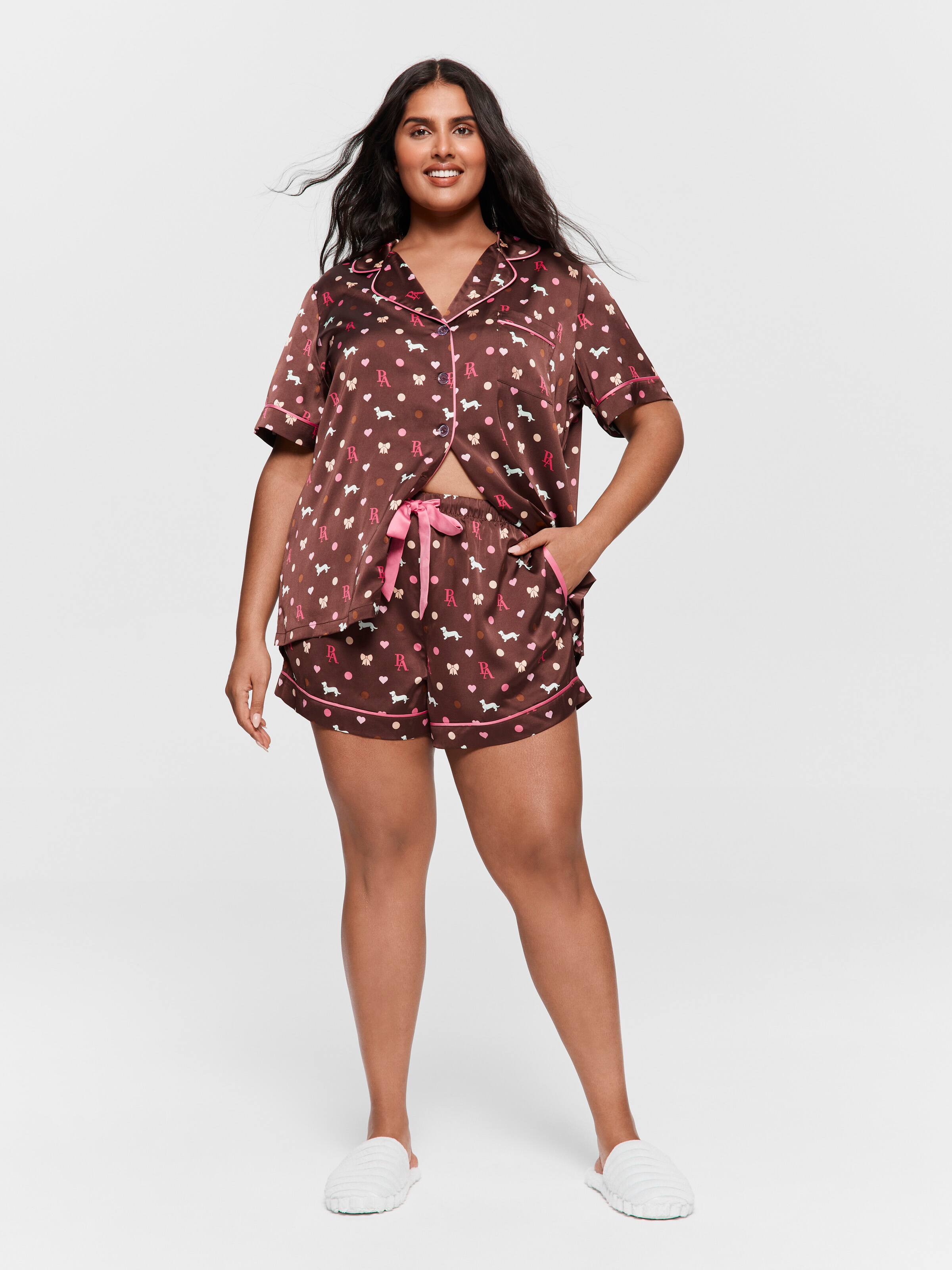 Image for P.A. Plus Penny Bow Chic Satin Shortie Pj Set from Peter Alexander