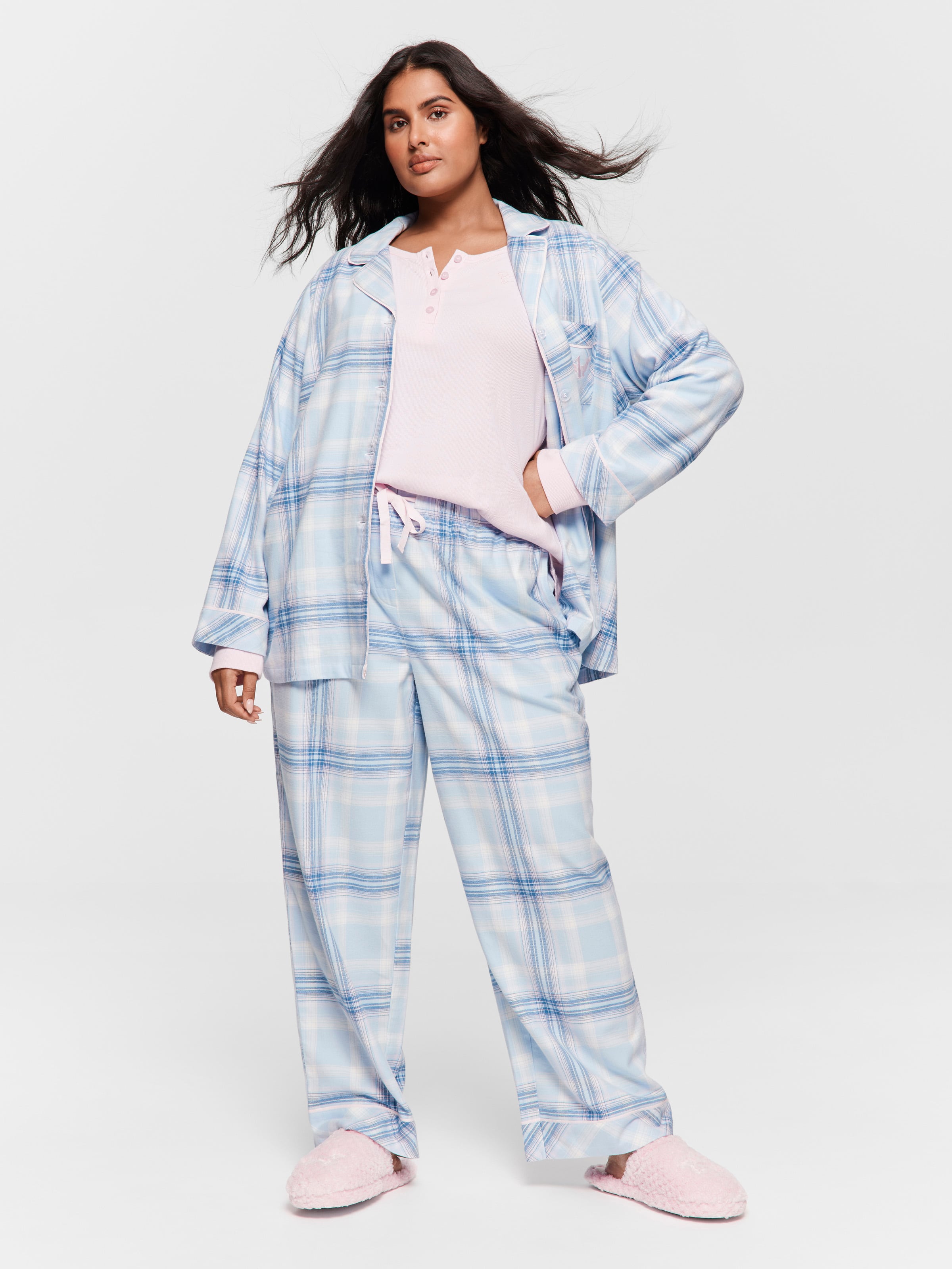Image for P.A. Plus Blue Check Flannelette Pj Set from Peter Alexander
