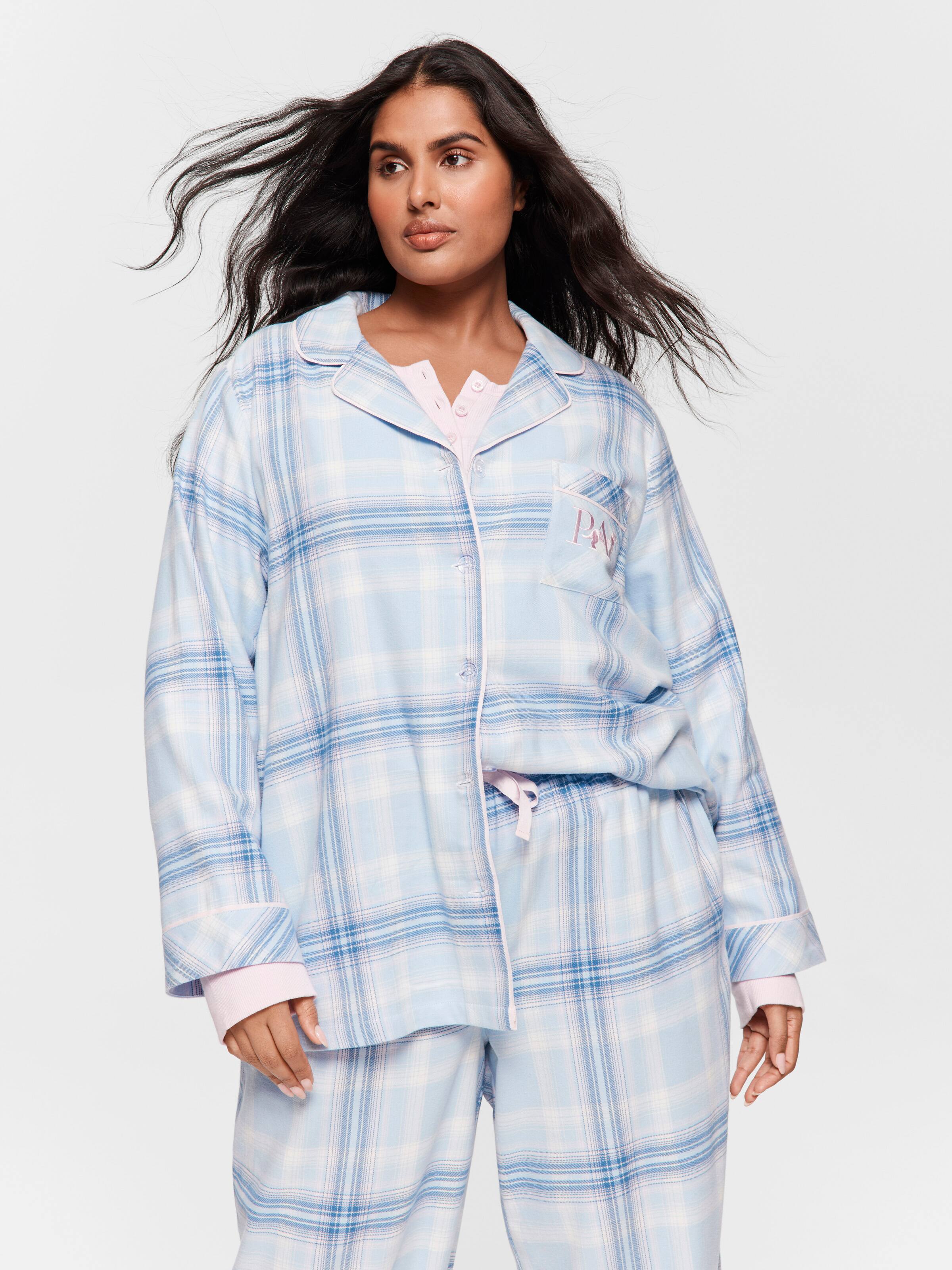 Image for P.A. Plus Blue Check Flannelette Pj Set from Peter Alexander