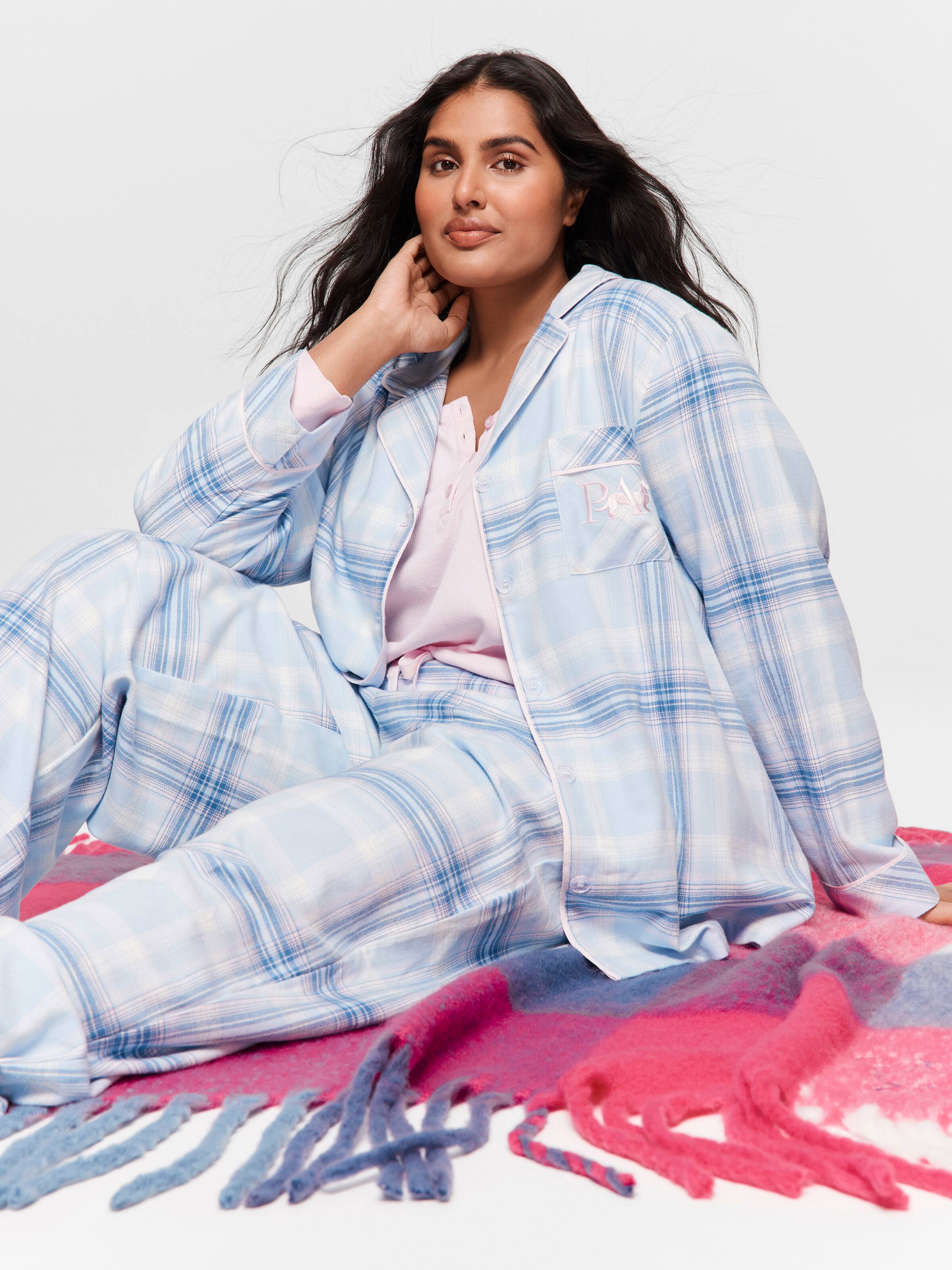 Image for P.A. Plus Blue Check Flannelette Pj Set from Peter Alexander