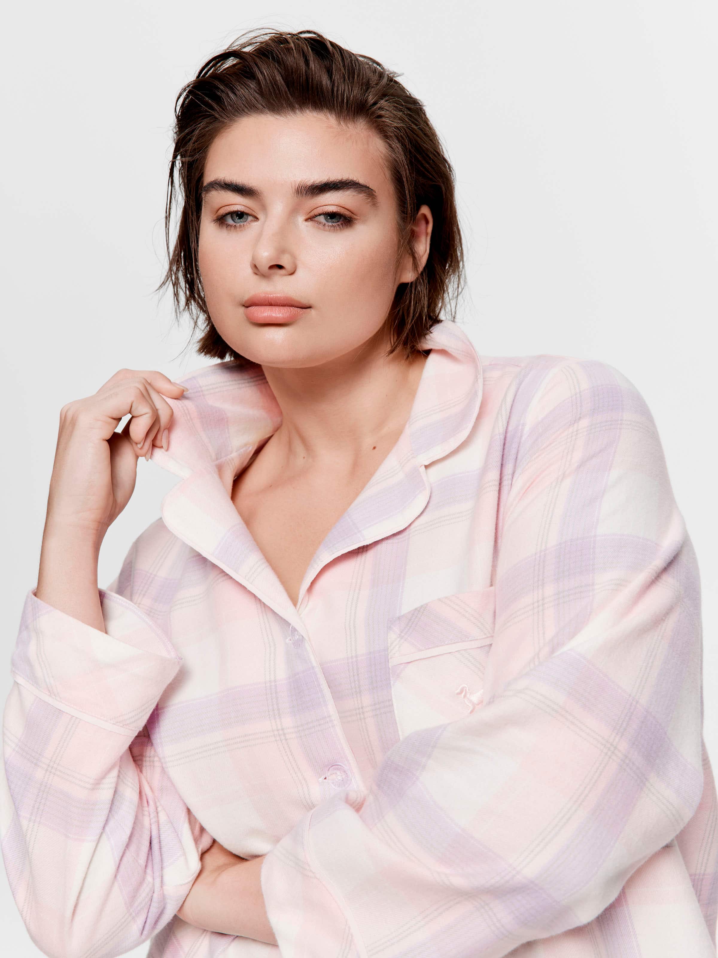 Image for P.A. Plus Pink &amp; Lilac Check Flannelette Classic Pj Set from Peter Alexander