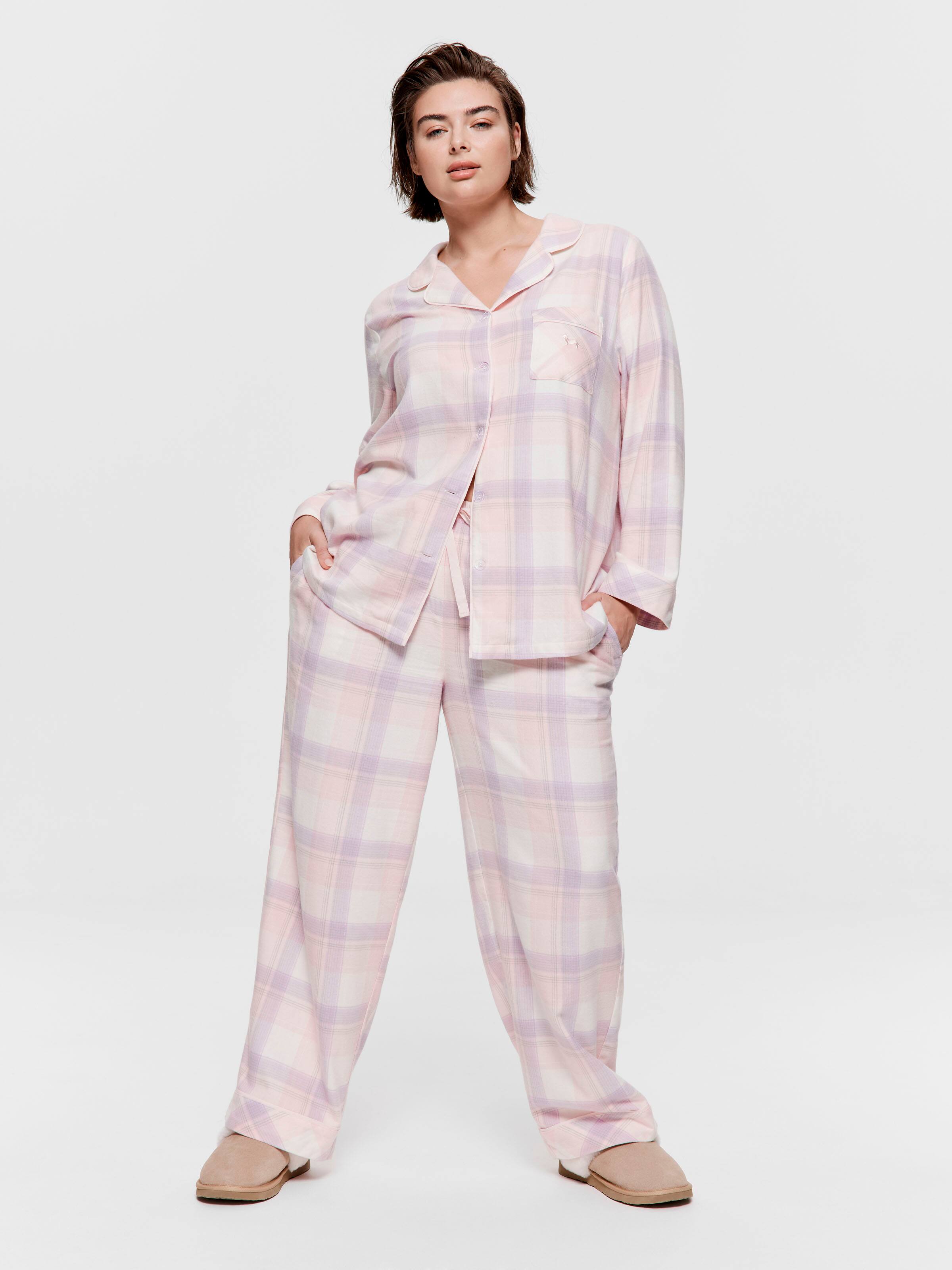 Image for P.A. Plus Pink &amp; Lilac Check Flannelette Classic Pj Set from Peter Alexander