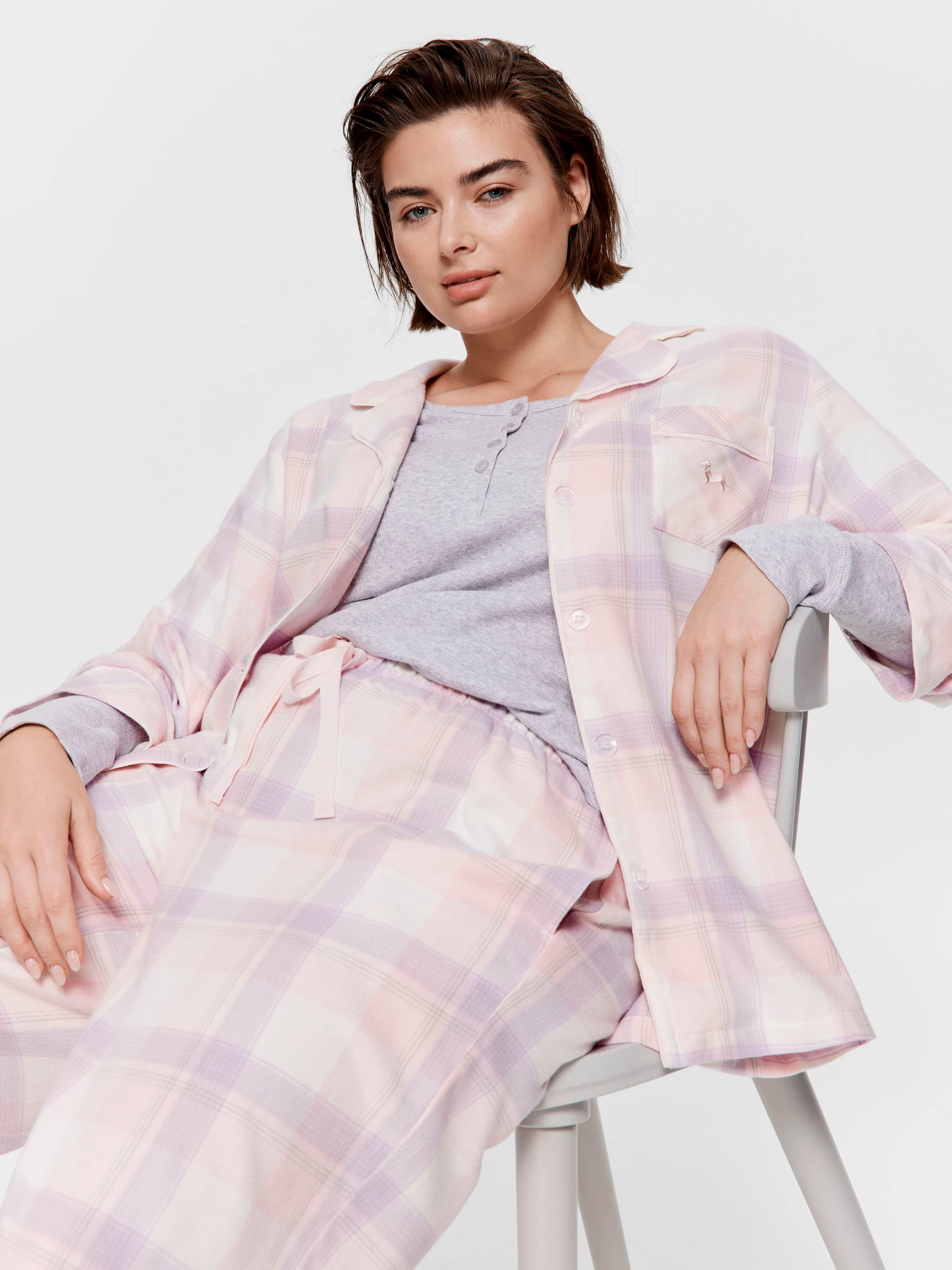 Image for P.A. Plus Pink &amp; Lilac Check Flannelette Classic Pj Set from Peter Alexander