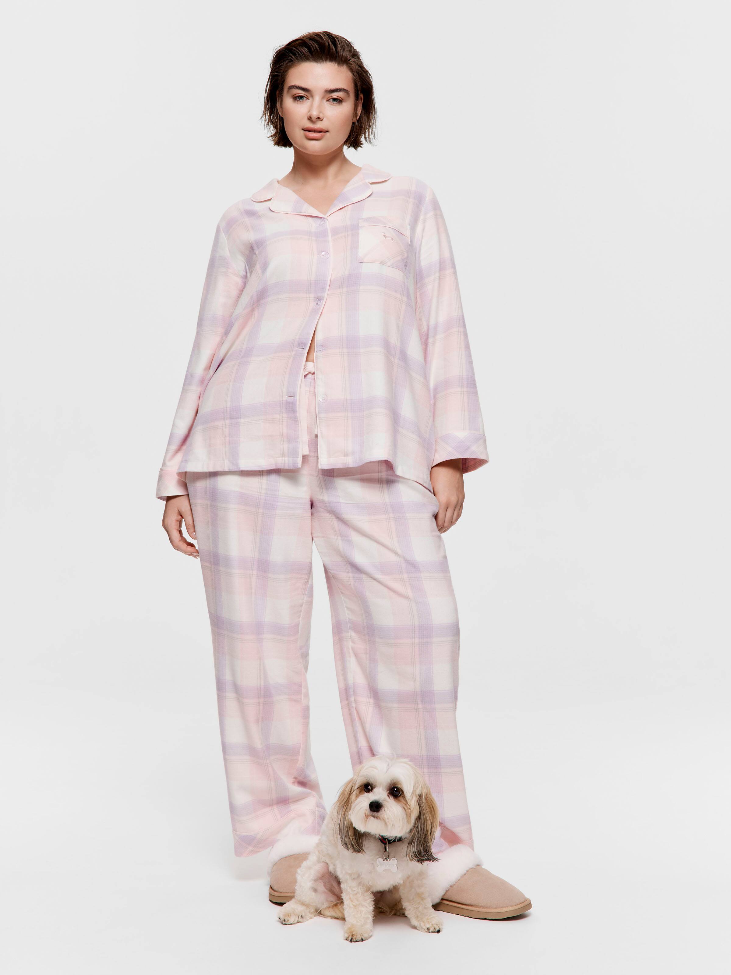 Image for P.A. Plus Pink &amp; Lilac Check Flannelette Classic Pj Set from Peter Alexander
