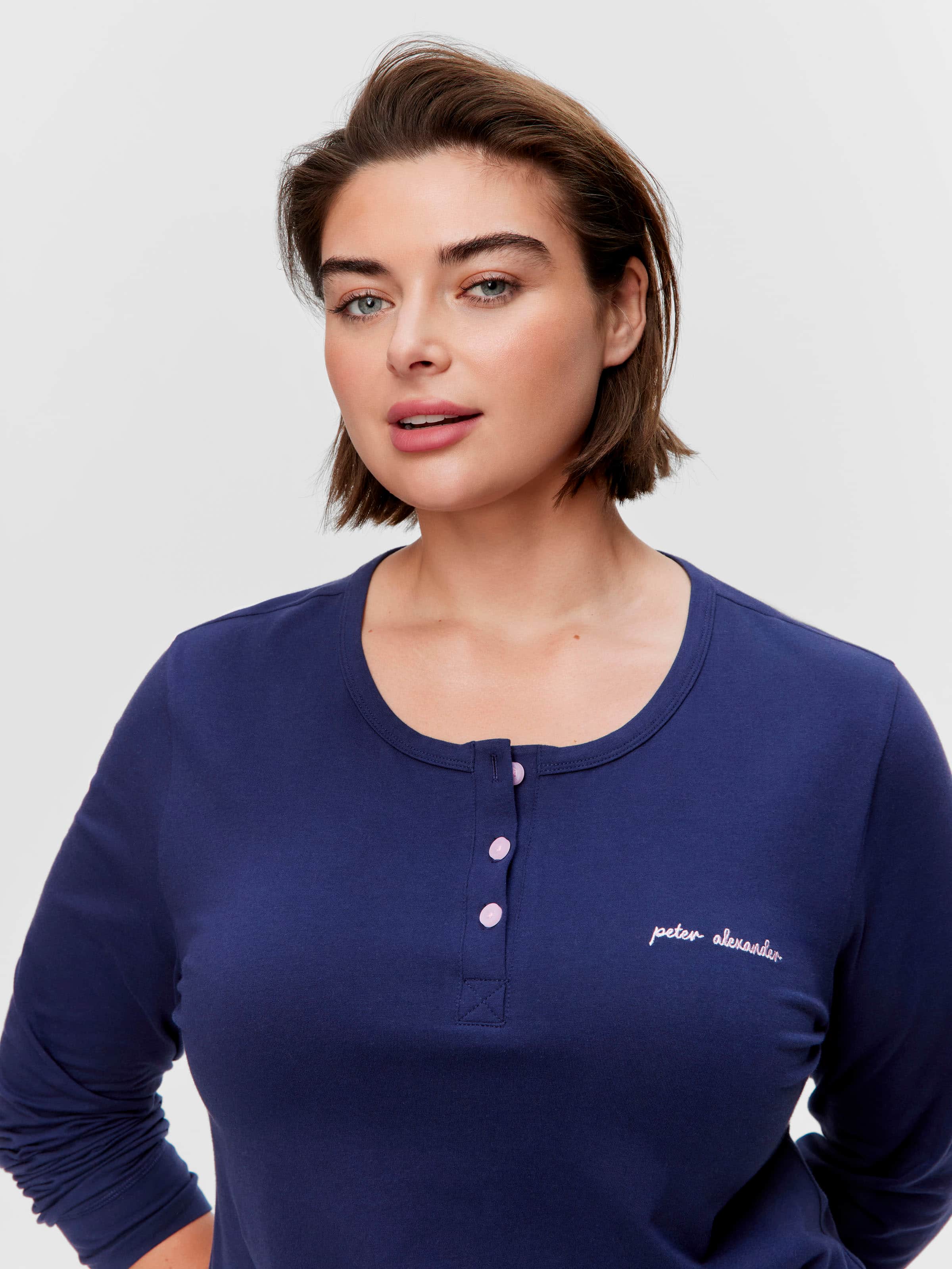 P.A. Plus Navy Branded Henley Top