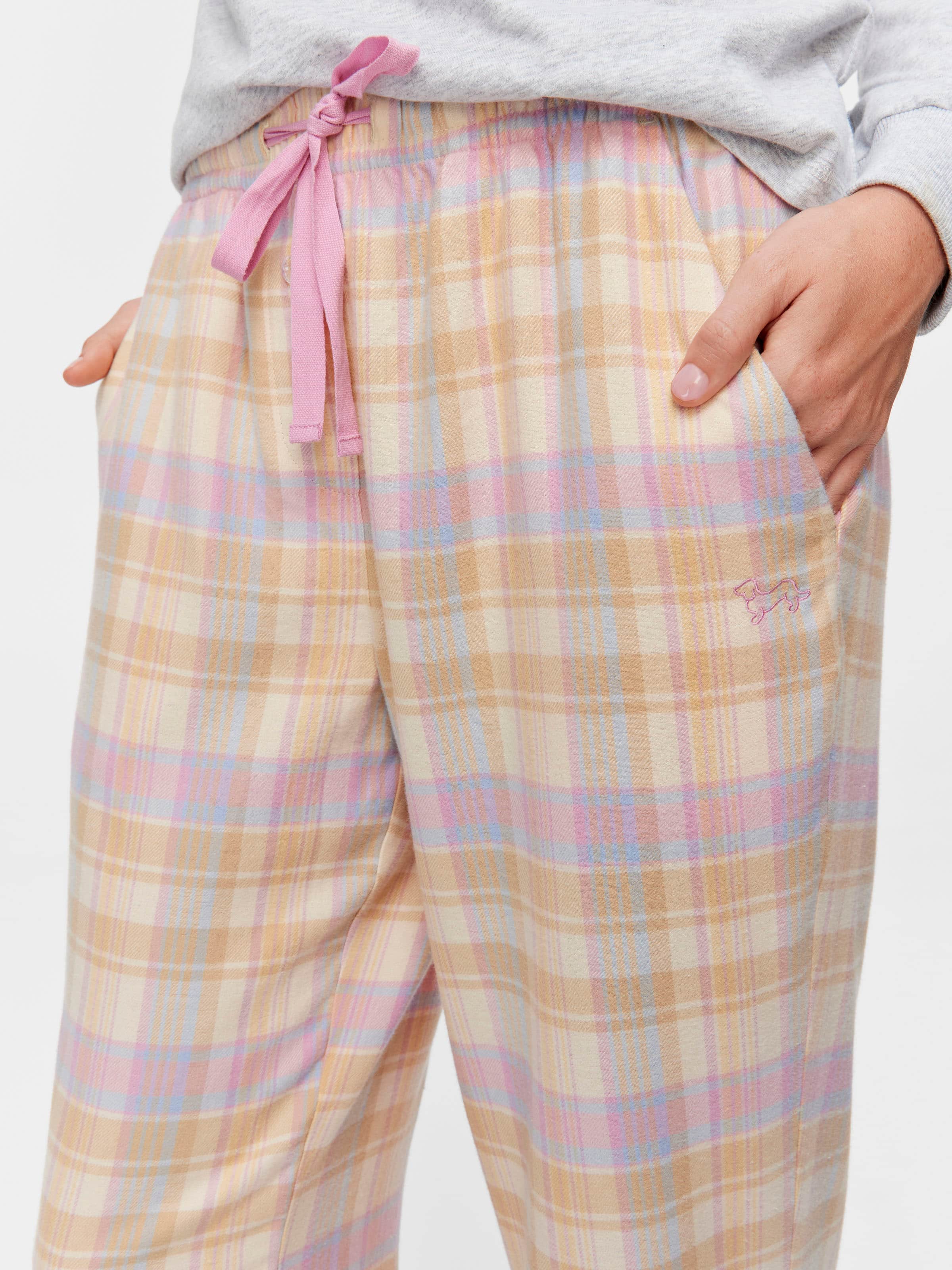 Toffee Check Flannelette Tapered Pj Pant
