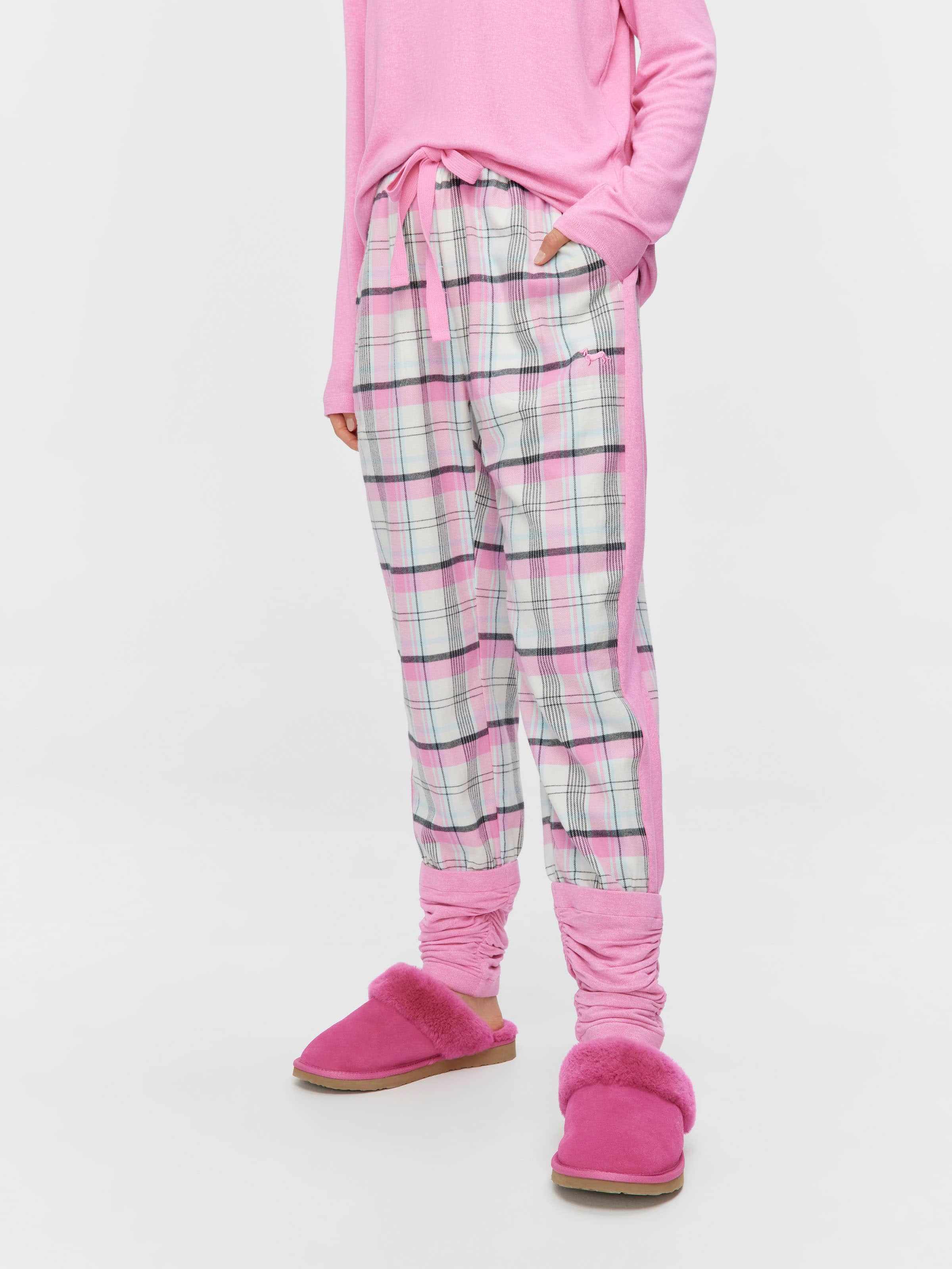 Image for Pink Check Flannelette Legwarmer Pj Pant from Peter Alexander