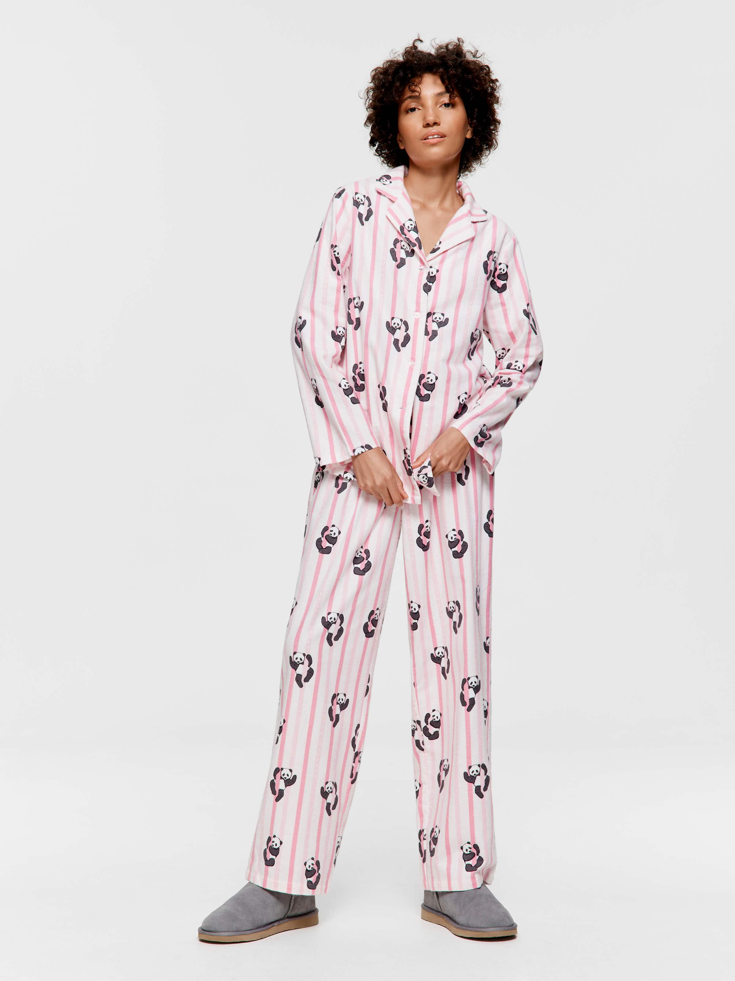 Image for Panda Stripe Classic Flannelette Pj Set from Peter Alexander