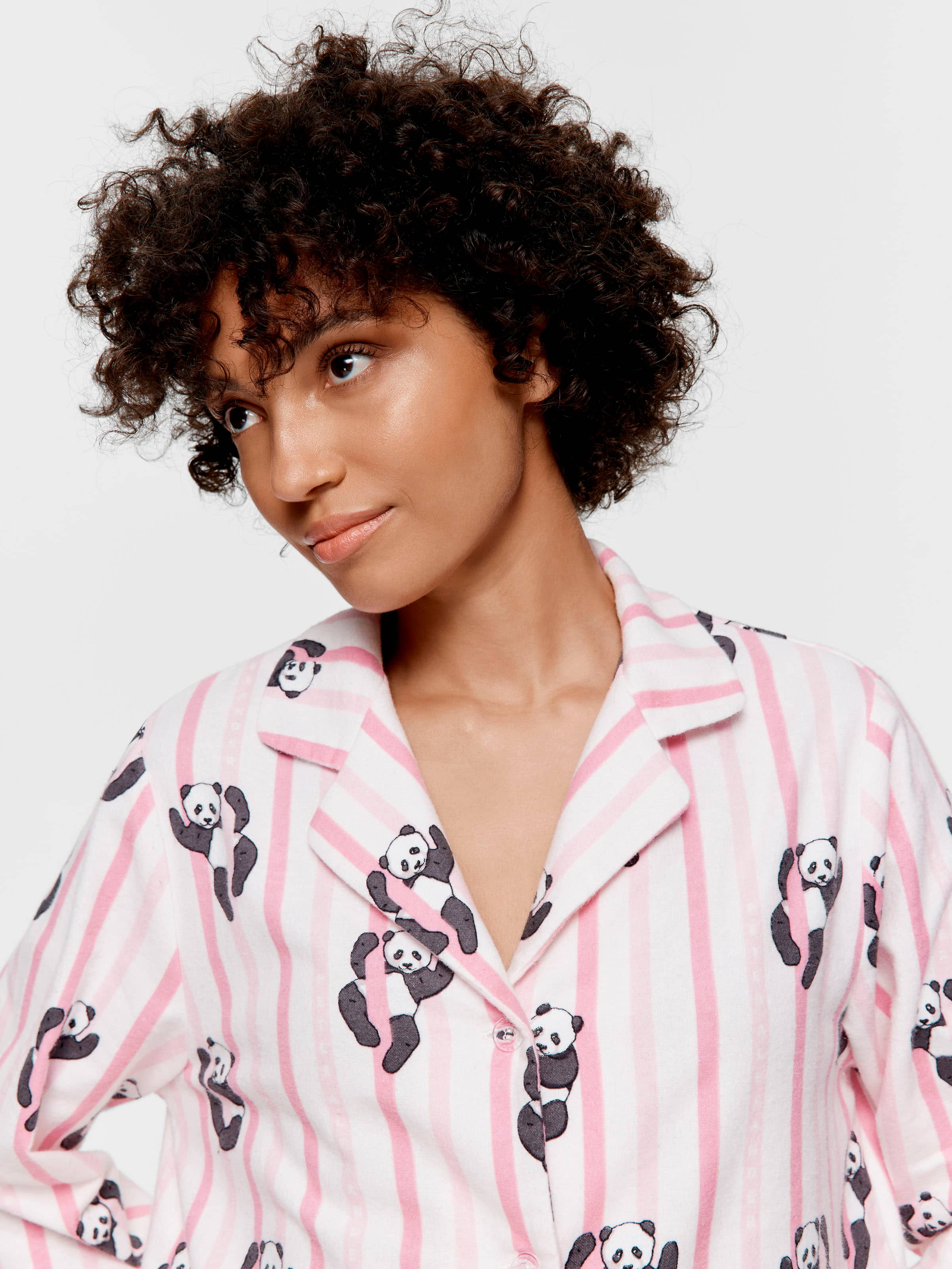 Panda Stripe Classic Flannelette Pj Set