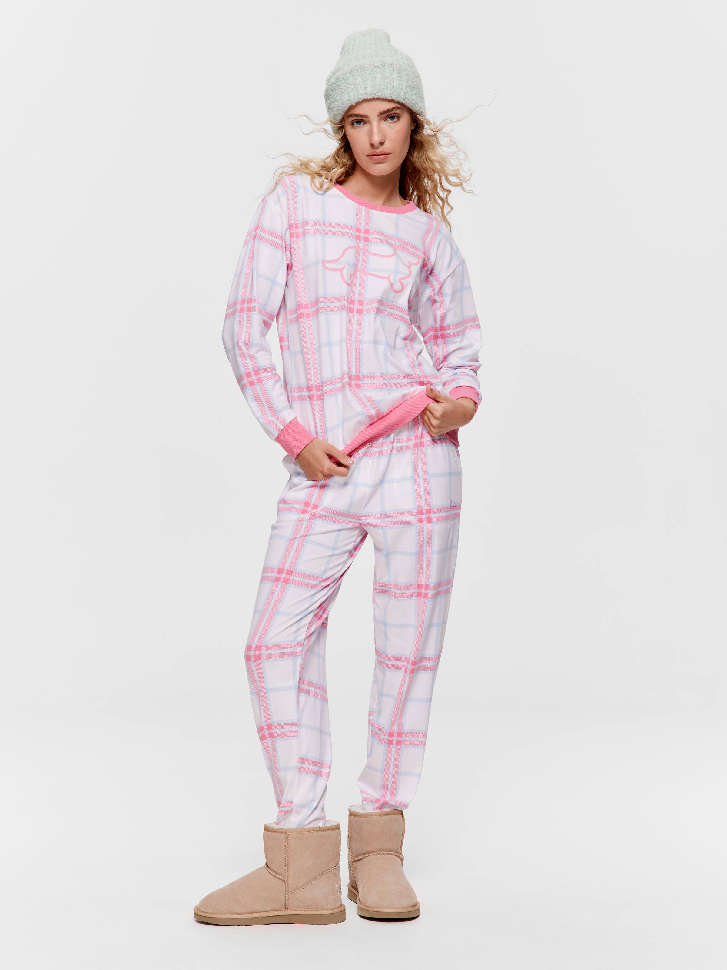 Image for Cream &amp; Pink Penny Check Sweater from Peter Alexander