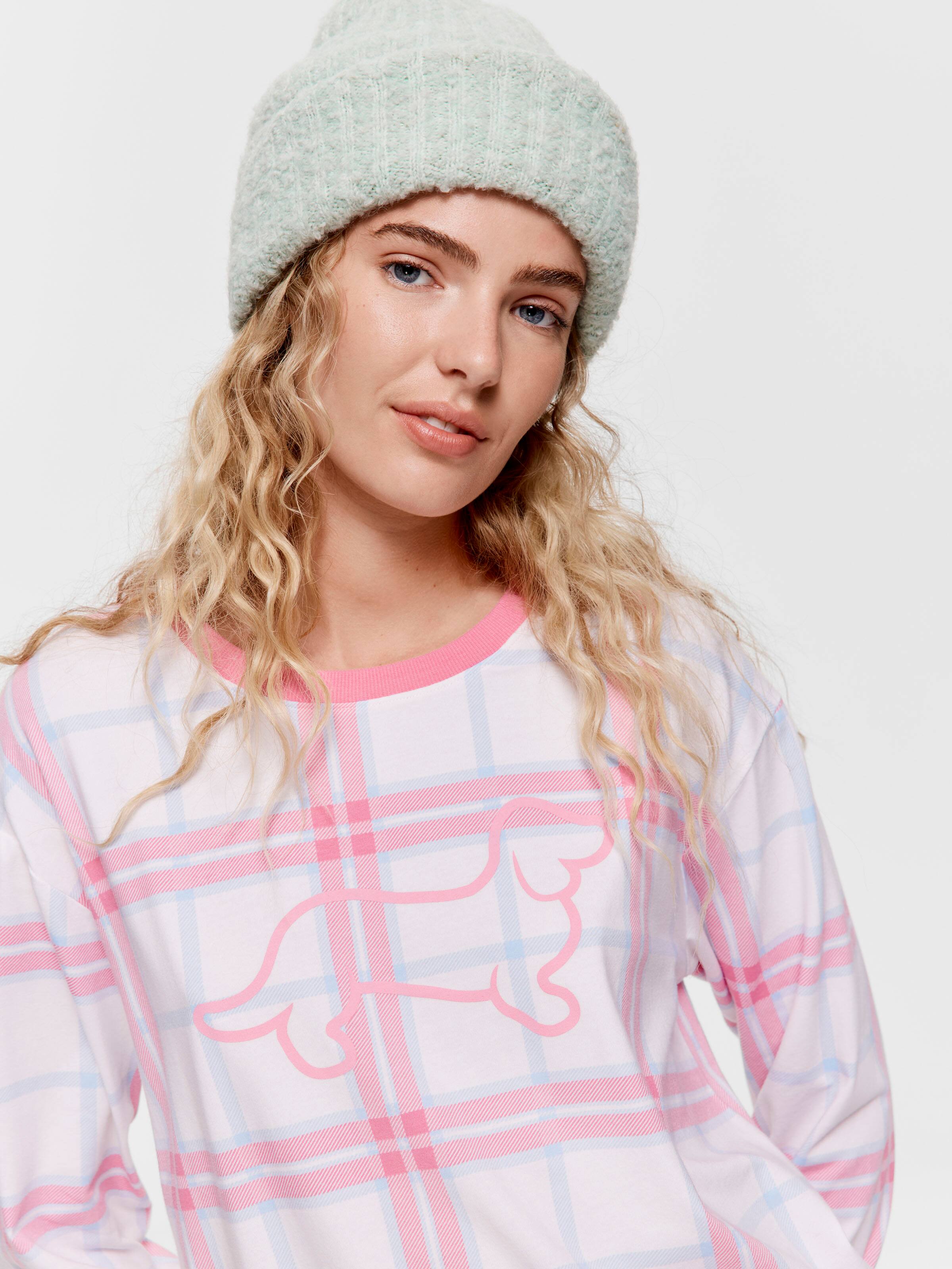 Cream & Pink Penny Check Sweater