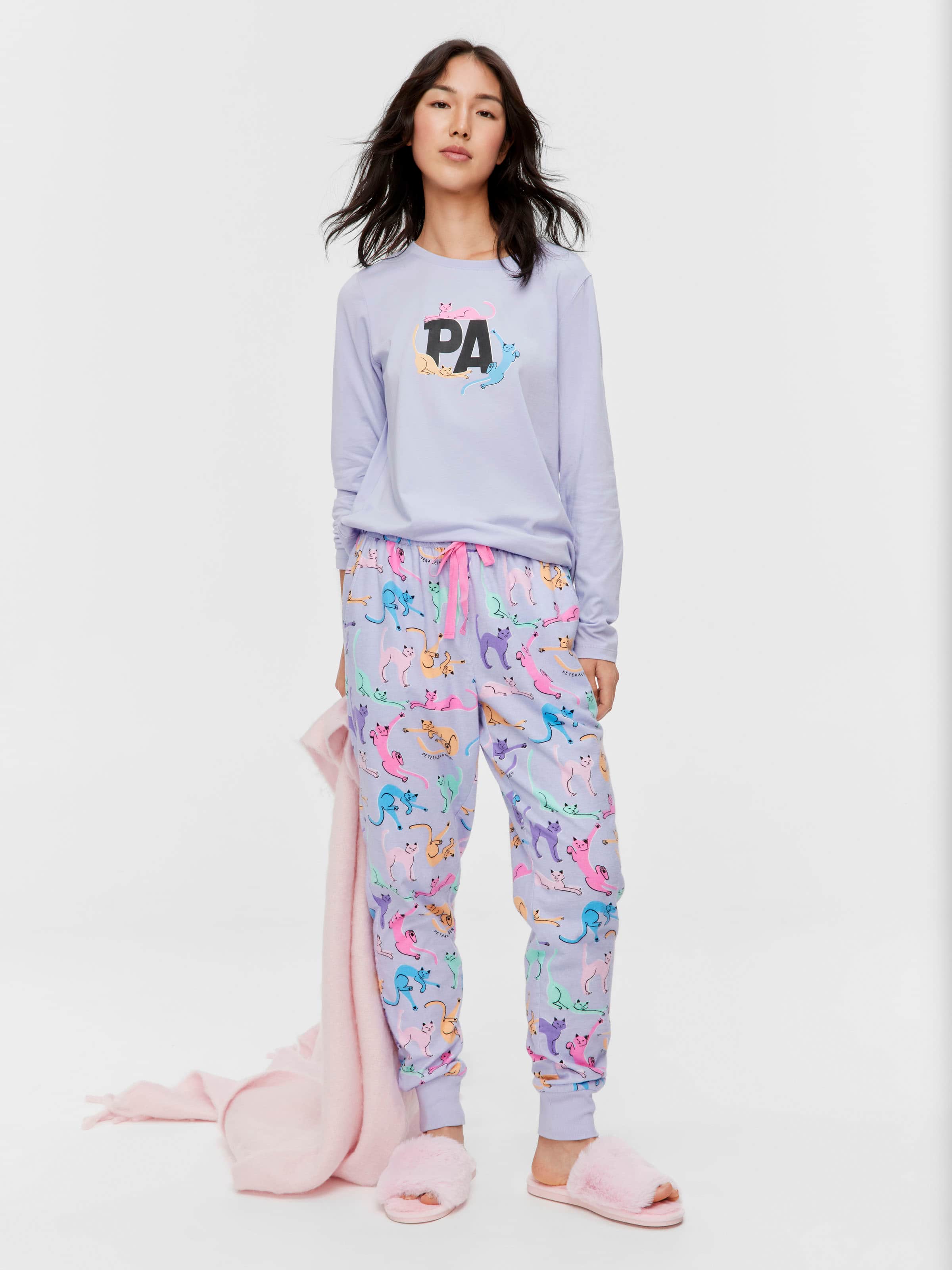 Playful Cats Cuffed Flannelette Pj Pant