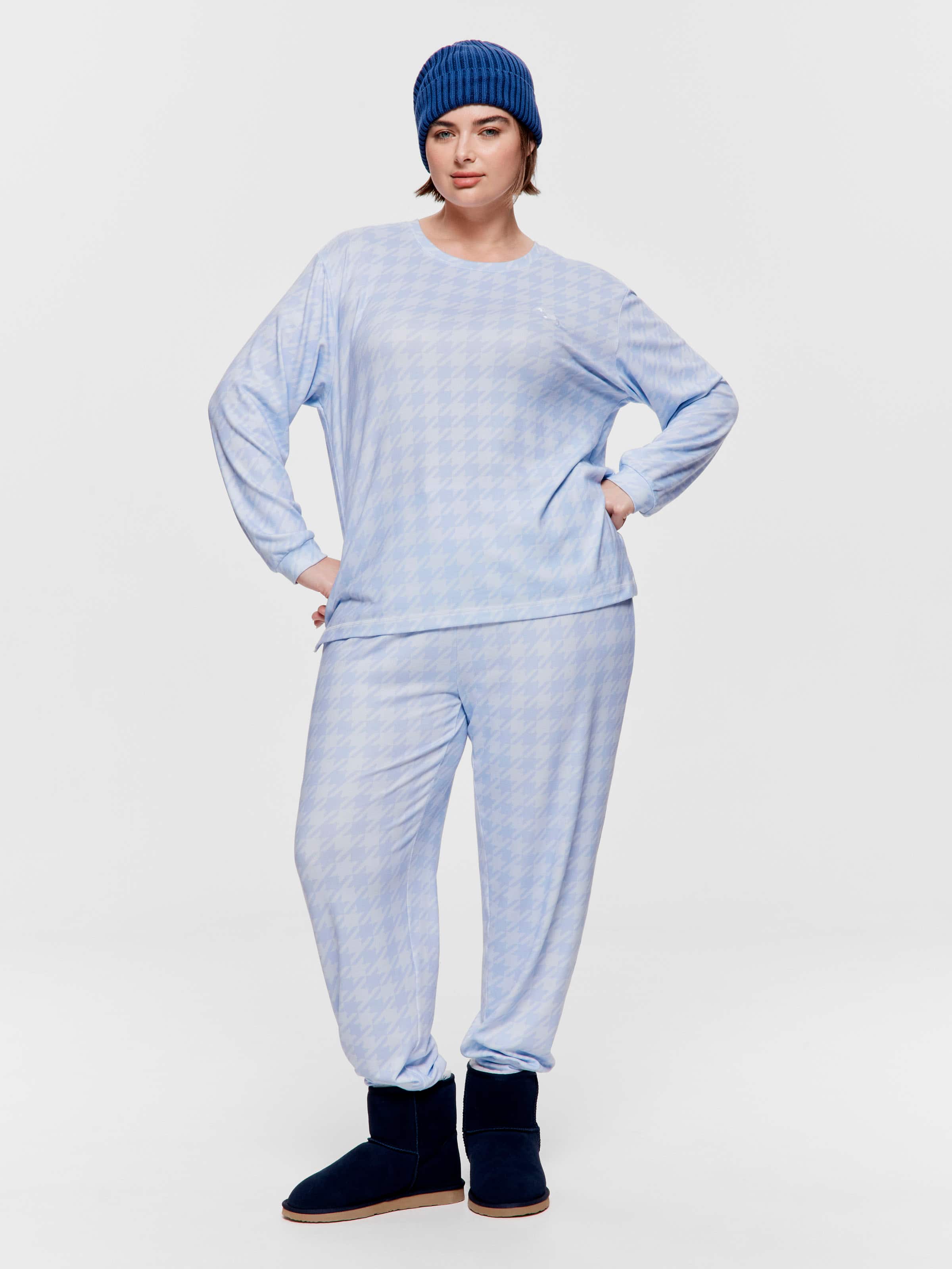 Image for P.A. Plus Houndstooth Plush Easy Pj Pant from Peter Alexander