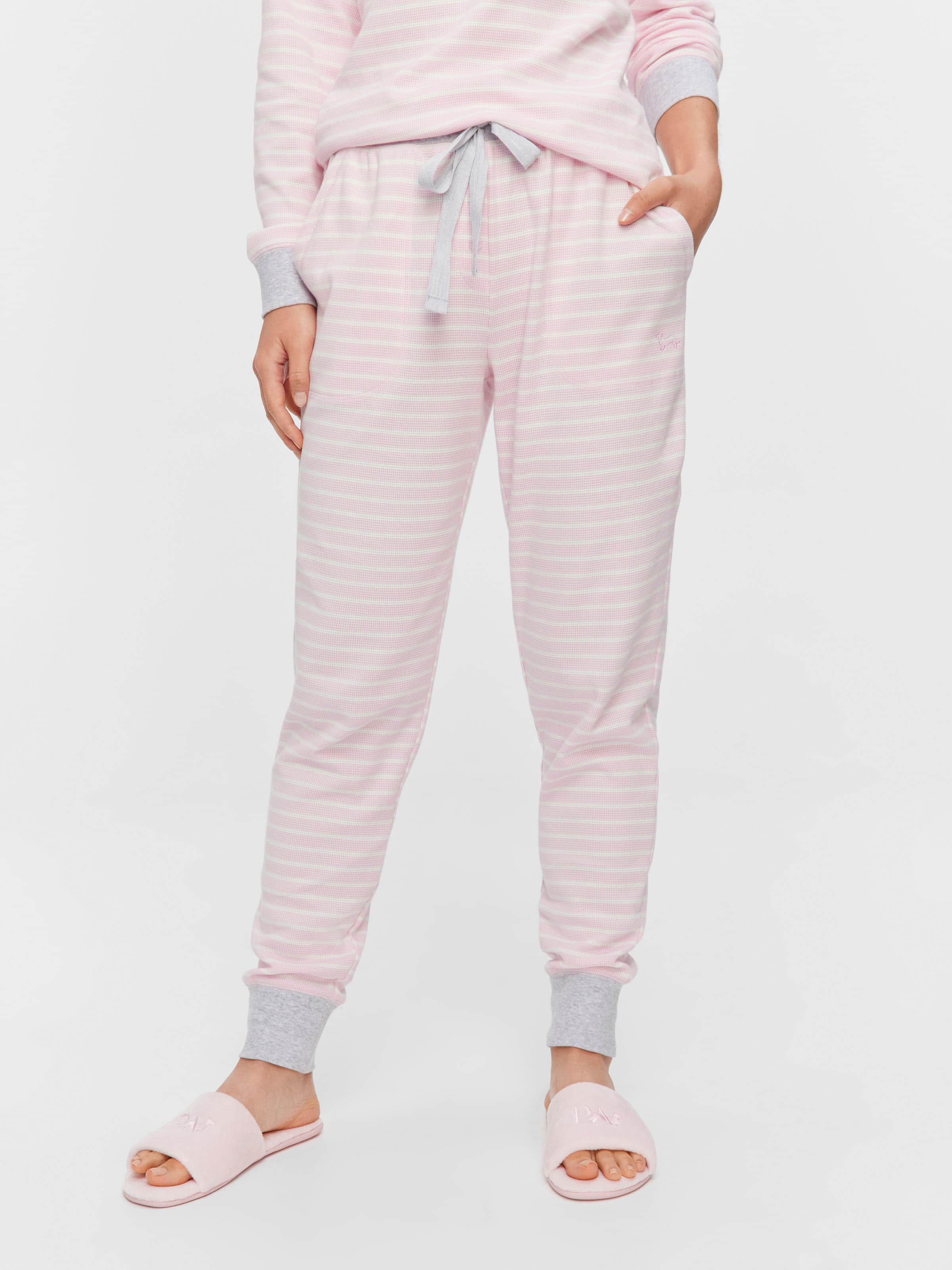 Pink Waffle Stripe Easy Pj Pant