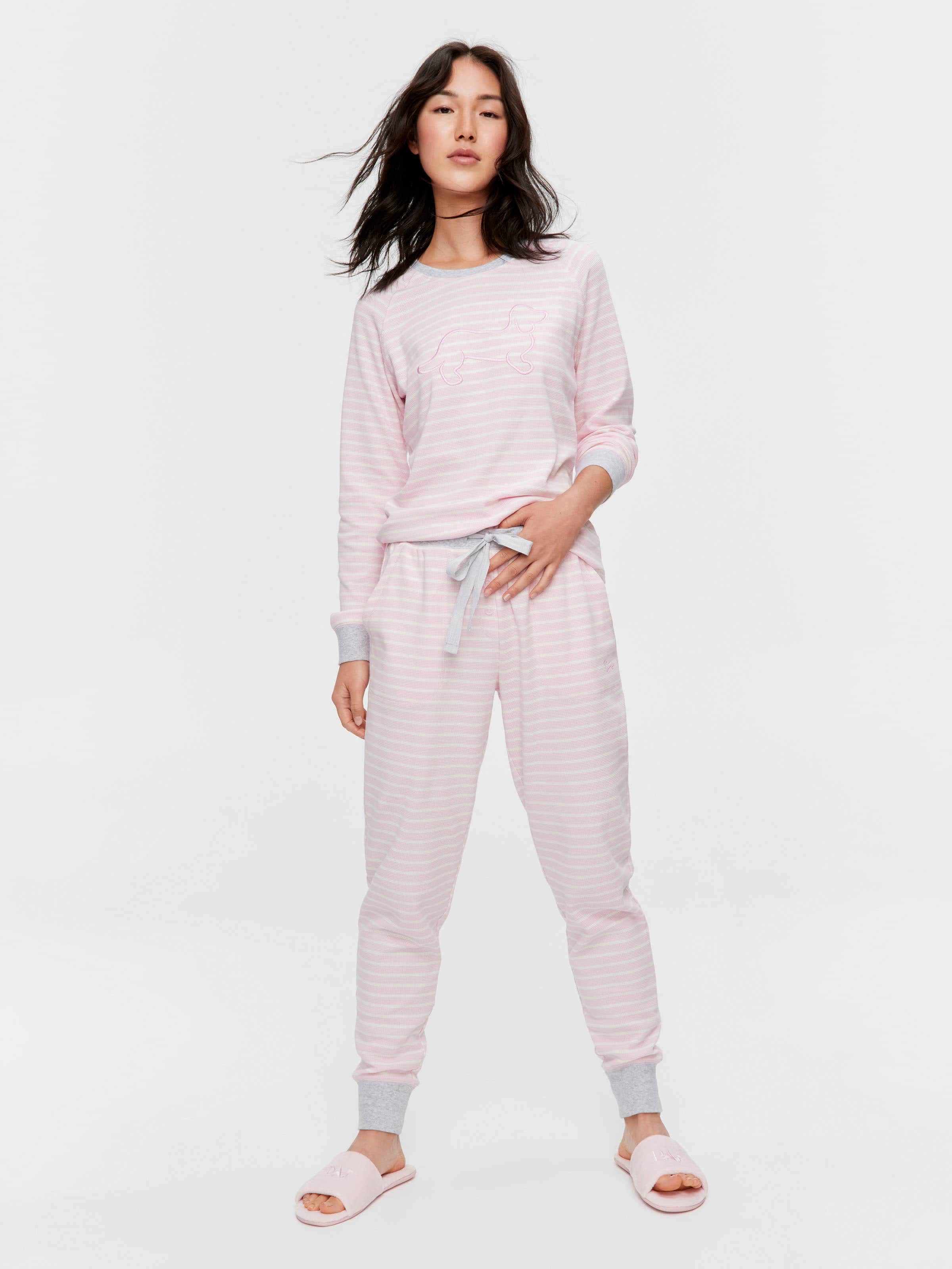Pink Waffle Stripe Easy Pj Pant