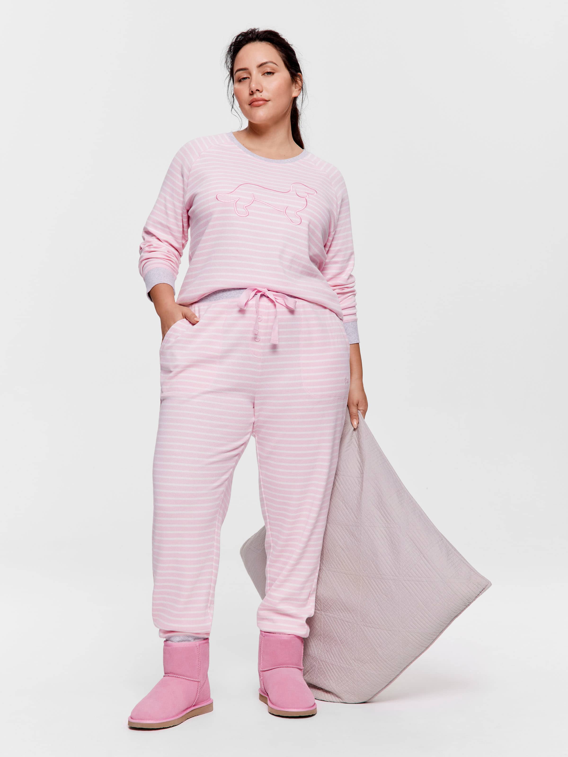 Image for P.A. Plus Pink Waffle Stripe Easy Pj Pant from Peter Alexander