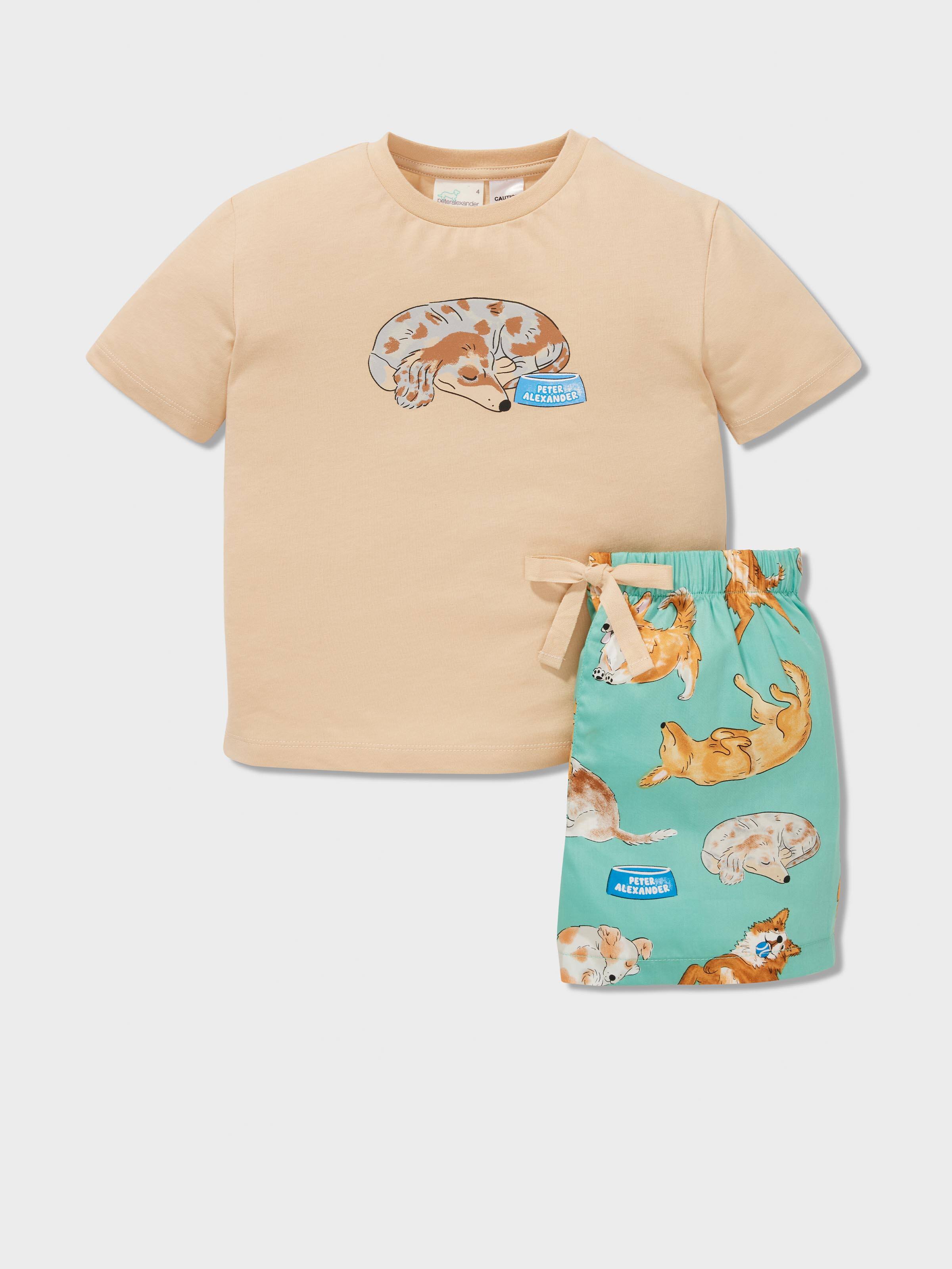 Jnr Boys Sleeping Puppy 100% Cotton Short Pj Set