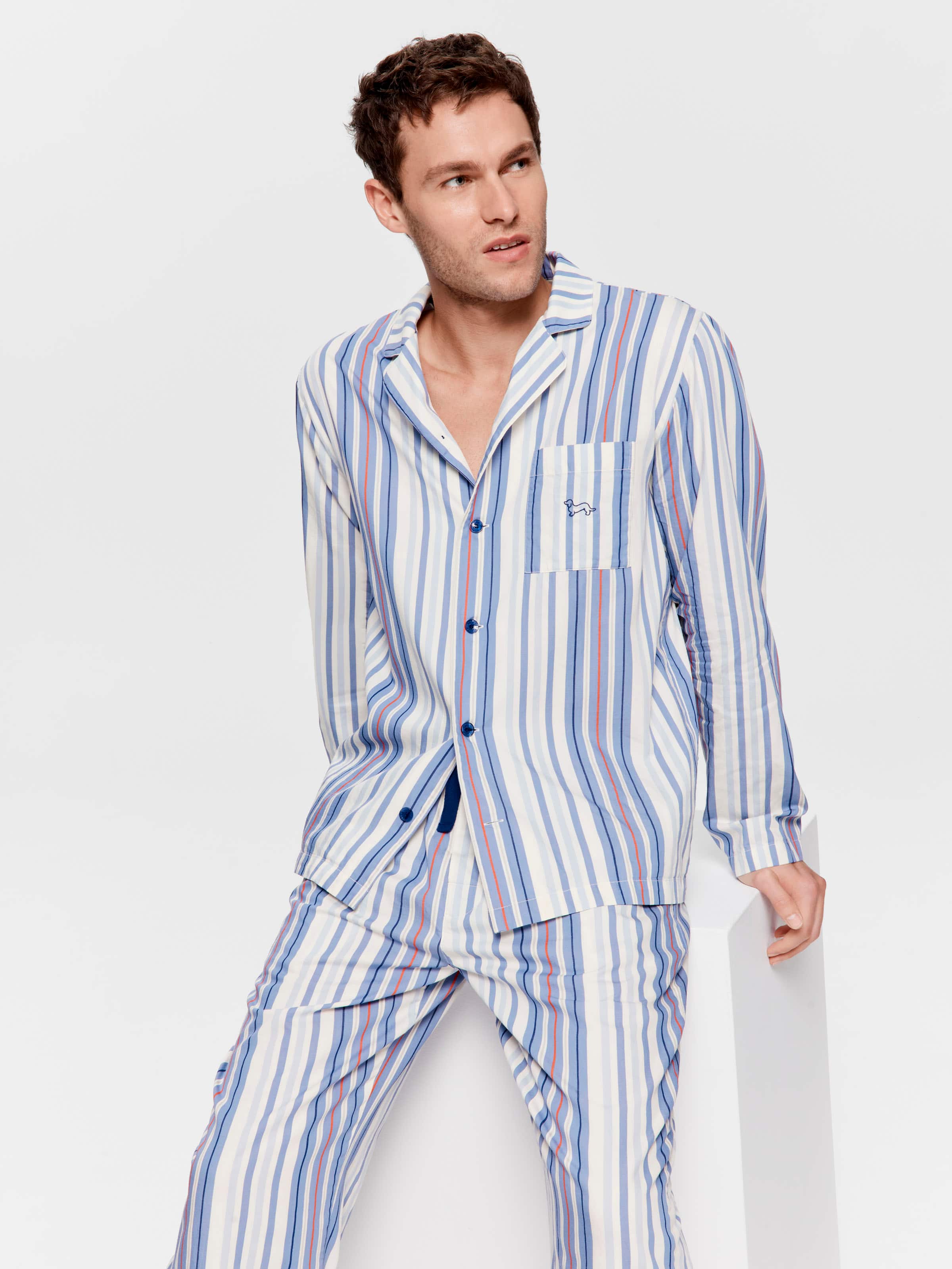 Barcode Stripe Long Sleeve Pj Set