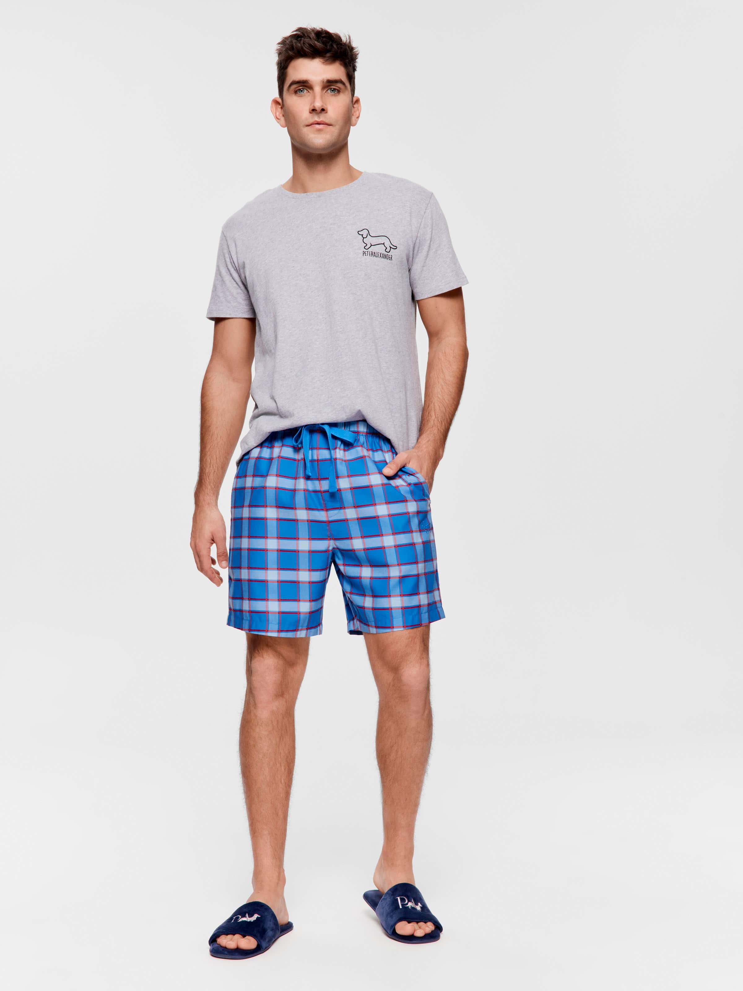 Blue Check Mid Short