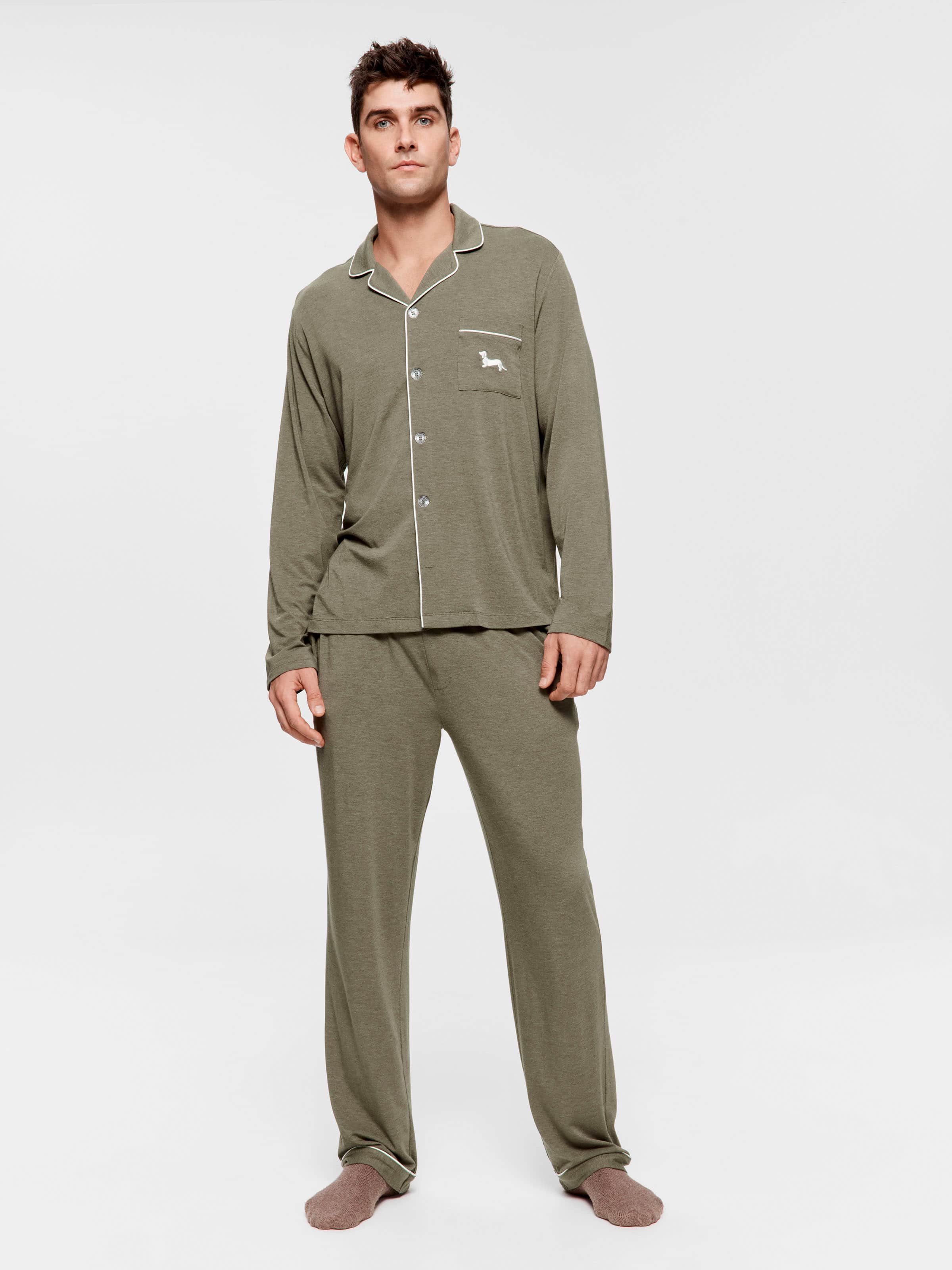 Olive Bamboo Long Sleeve Pj Set