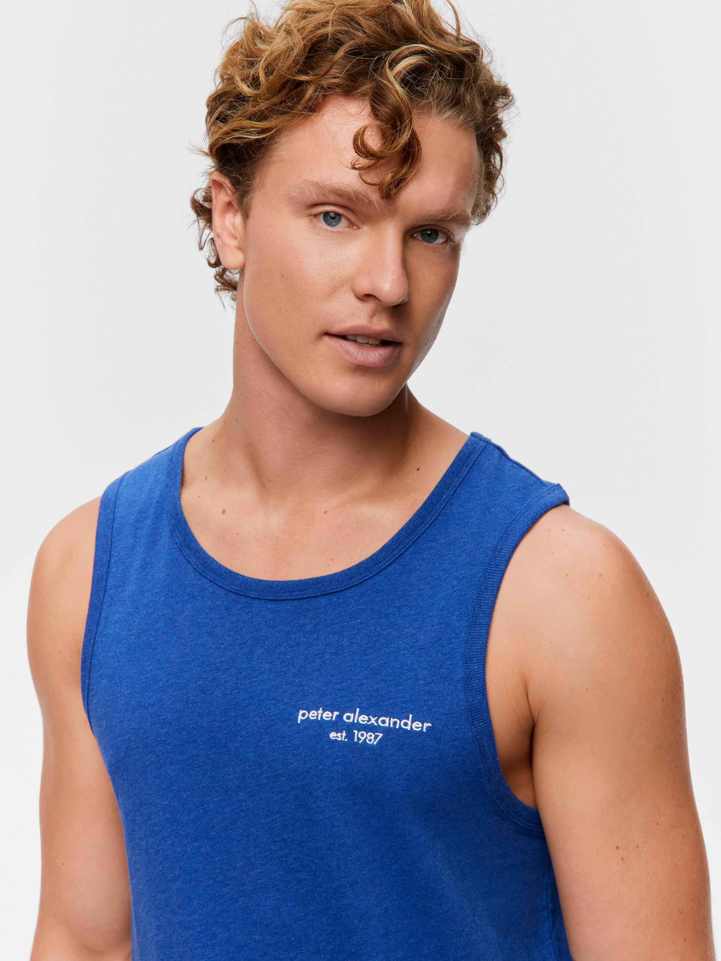 Navy Marle 100% Cotton Sleeveless Tee