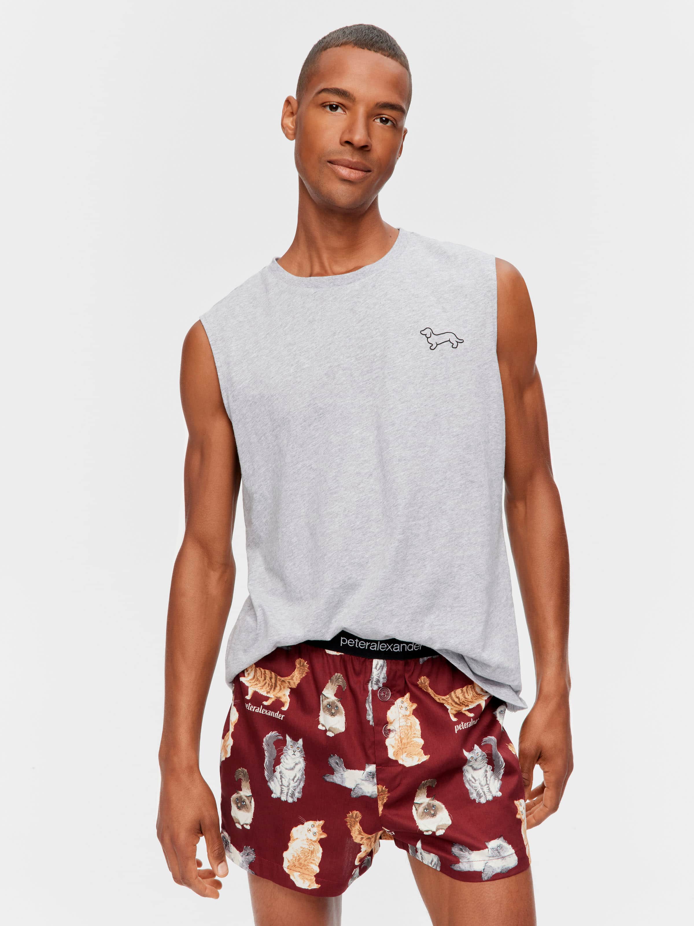 Burgundy 100% Cotton Cats Boxer Short