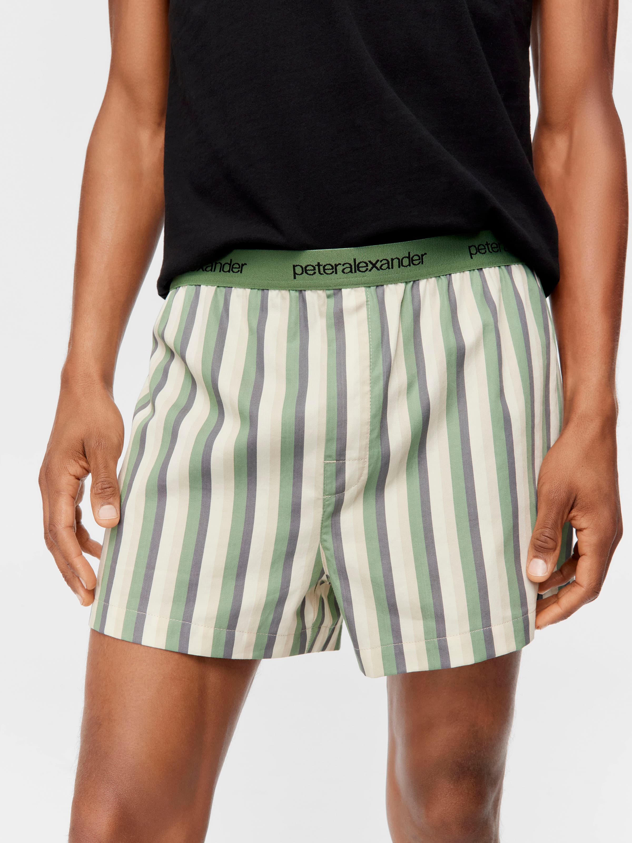Olive Stripe 100% Cotton Boxer Short