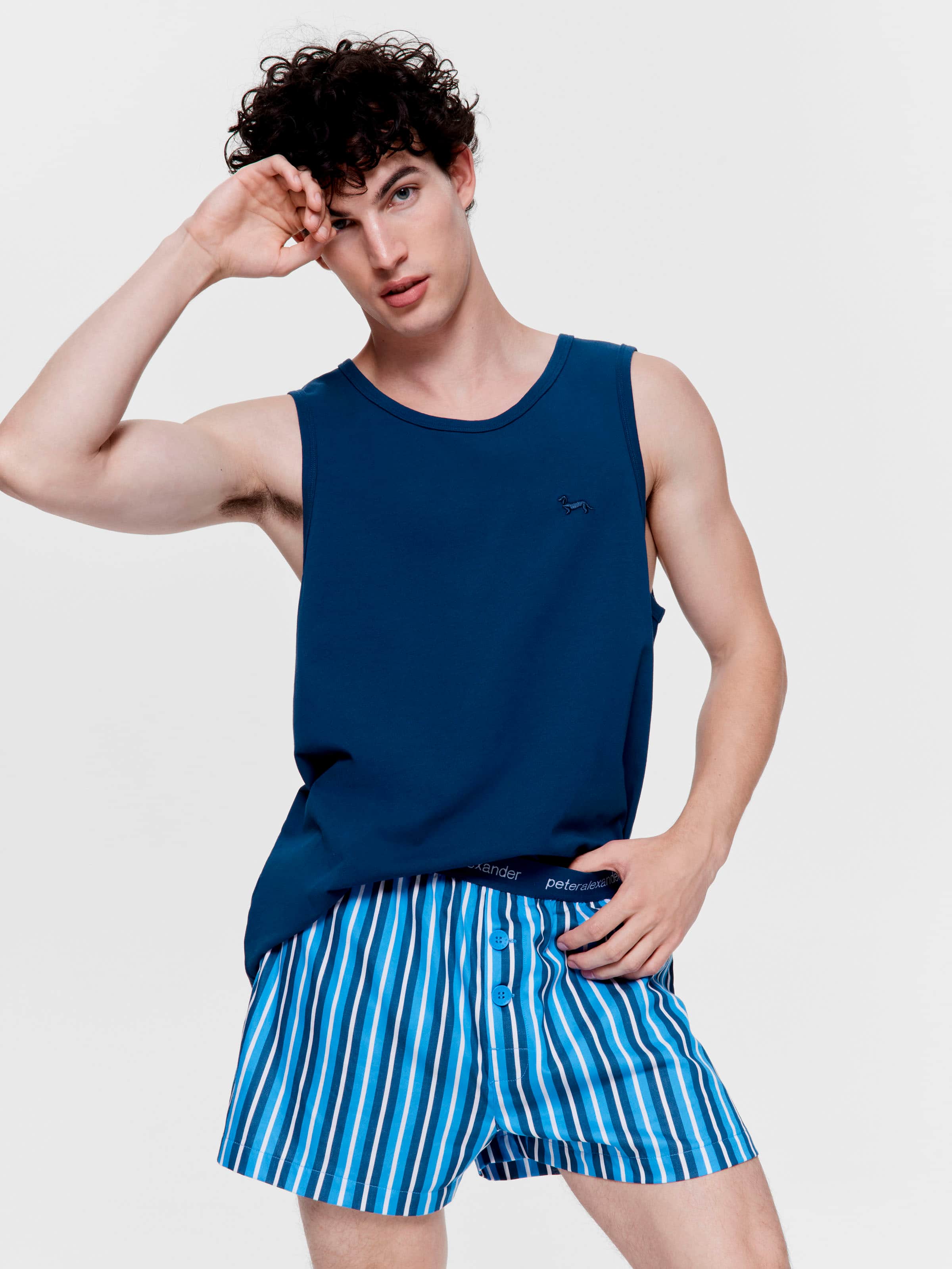 Blue Stripe 100% Cotton Boxer Short