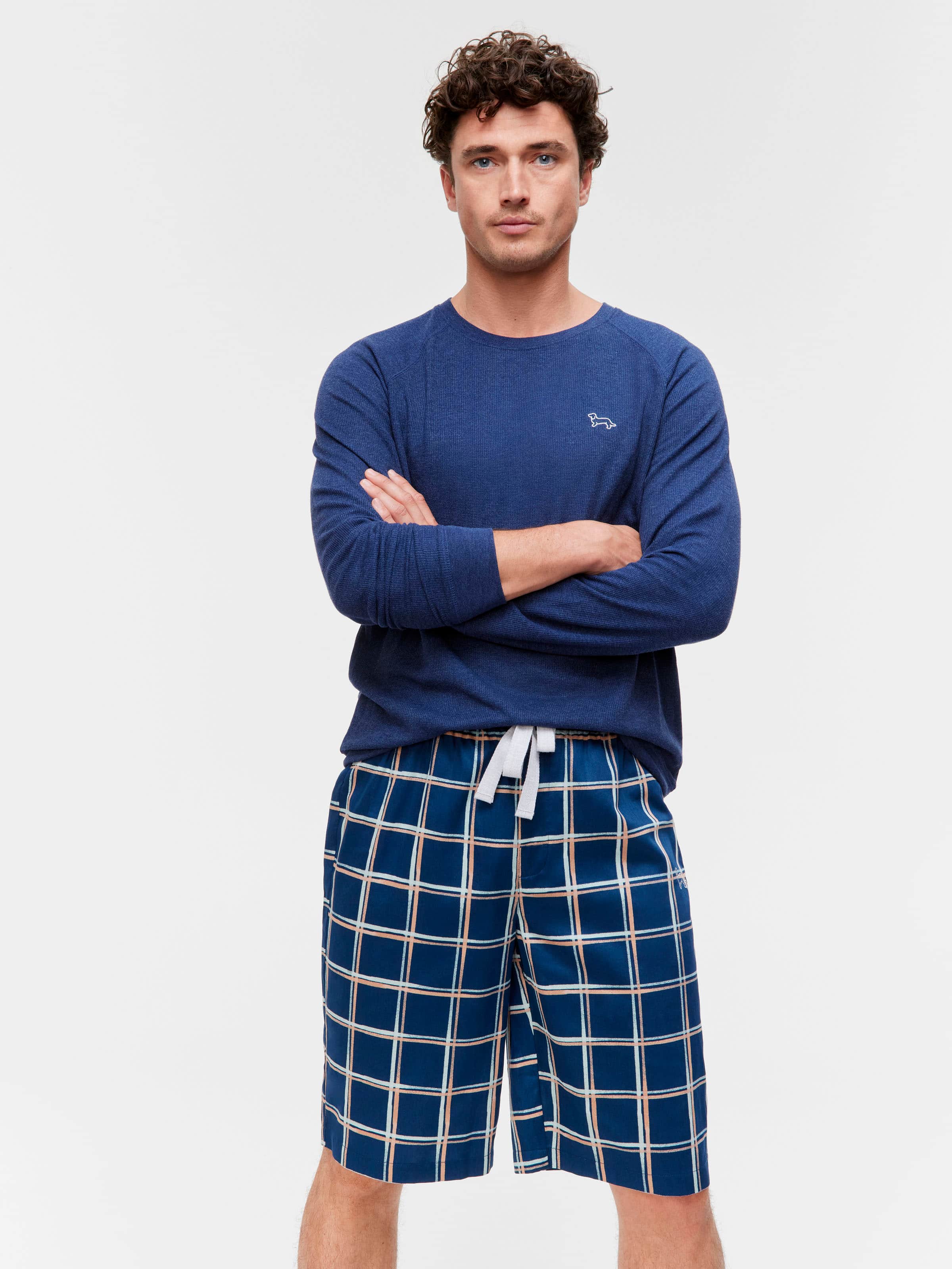 Windowpane Check 100% Cotton Sleep Short