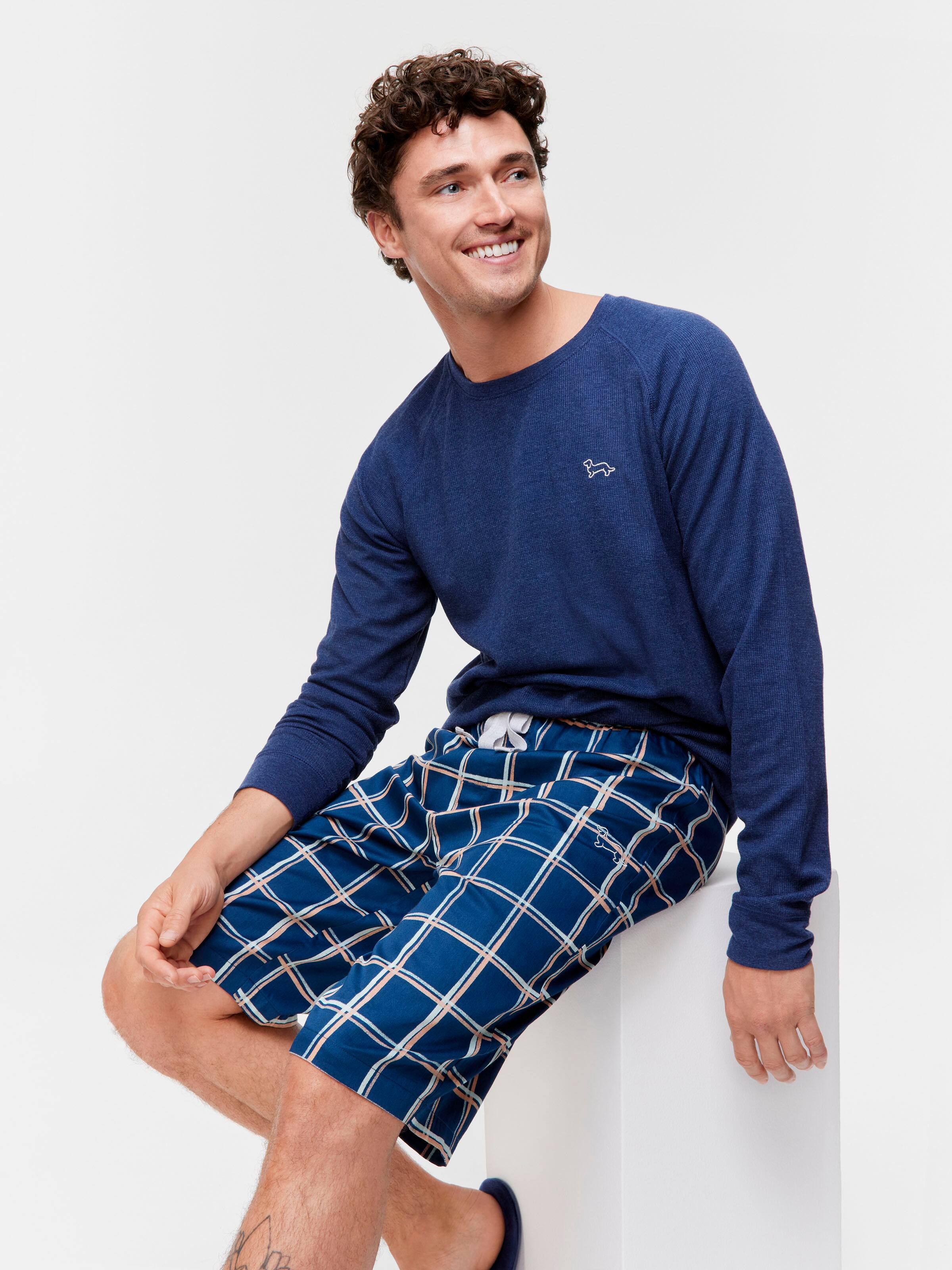 Windowpane Check 100% Cotton Sleep Short