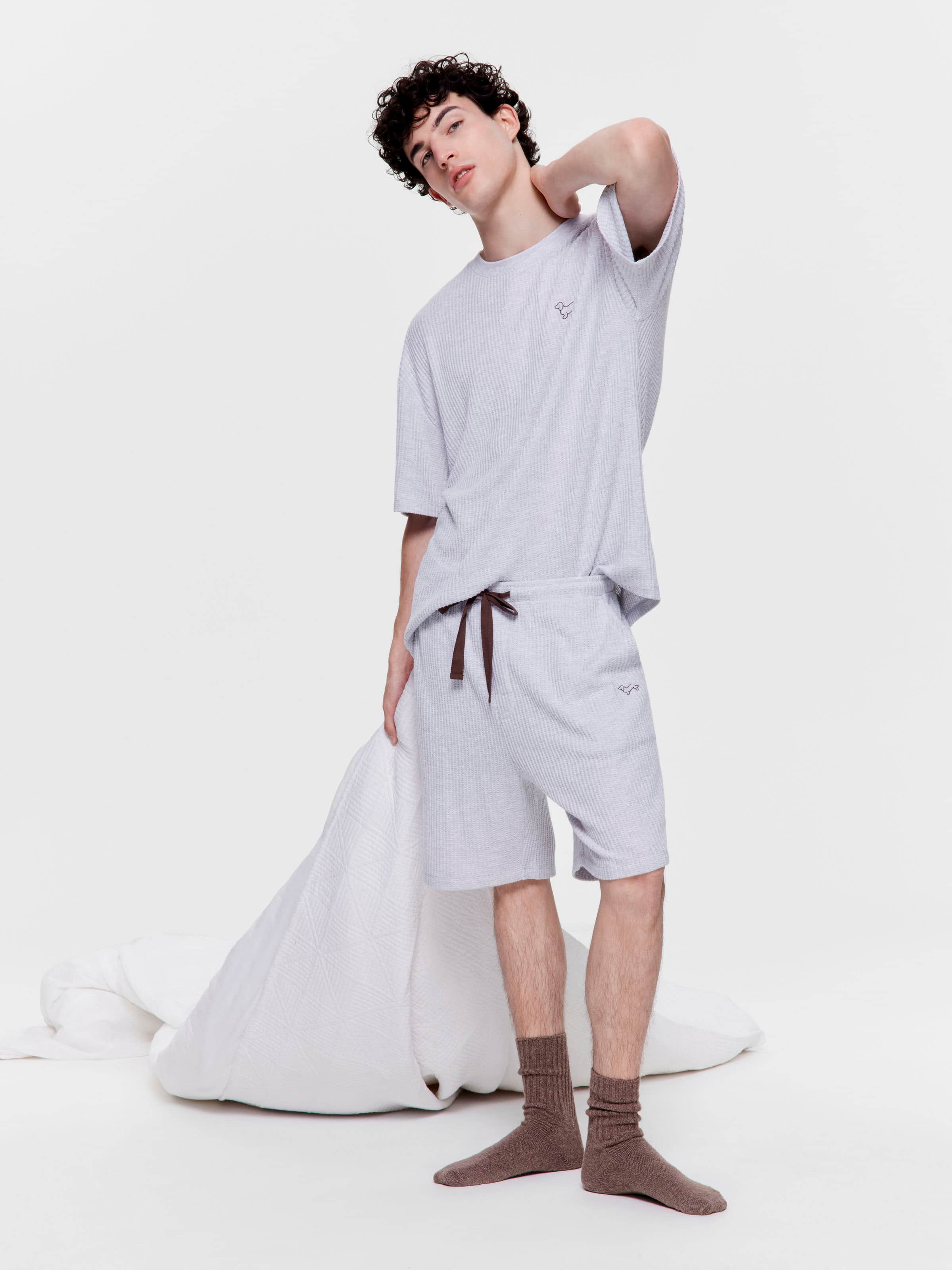 Grey Waffle Shortie Pj Set