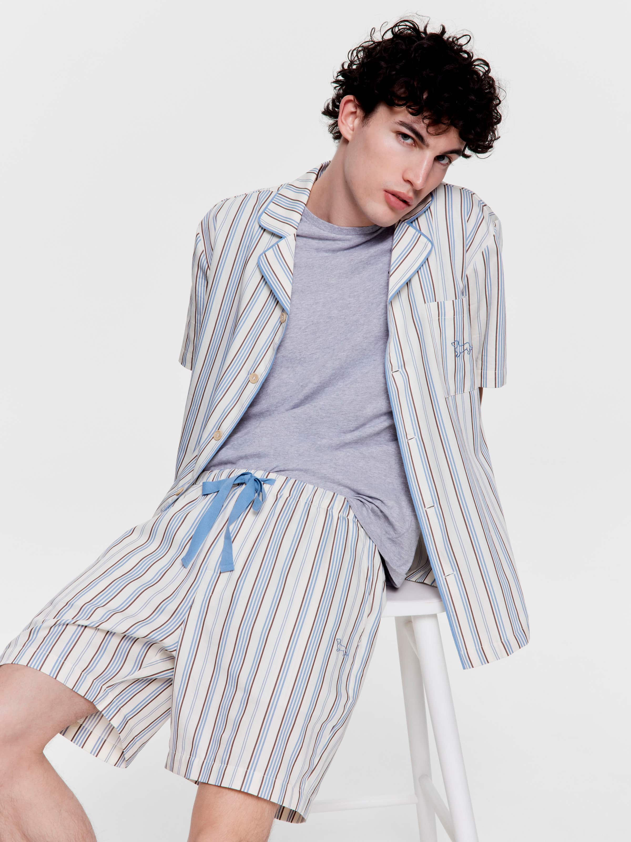 Multi Stripe Classic 100% Cotton Mid Short