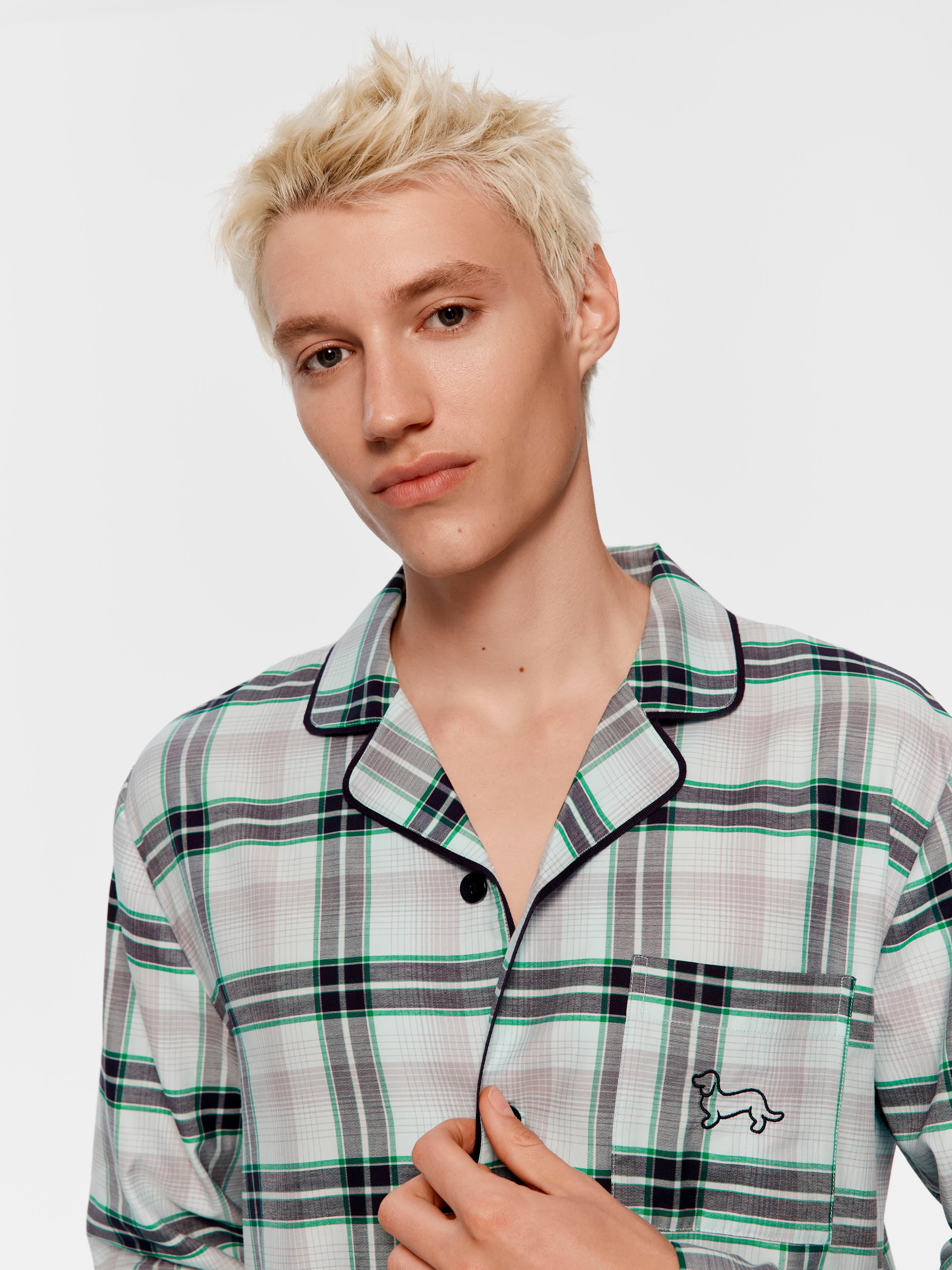 Green Check Long Sleeve Pj Set