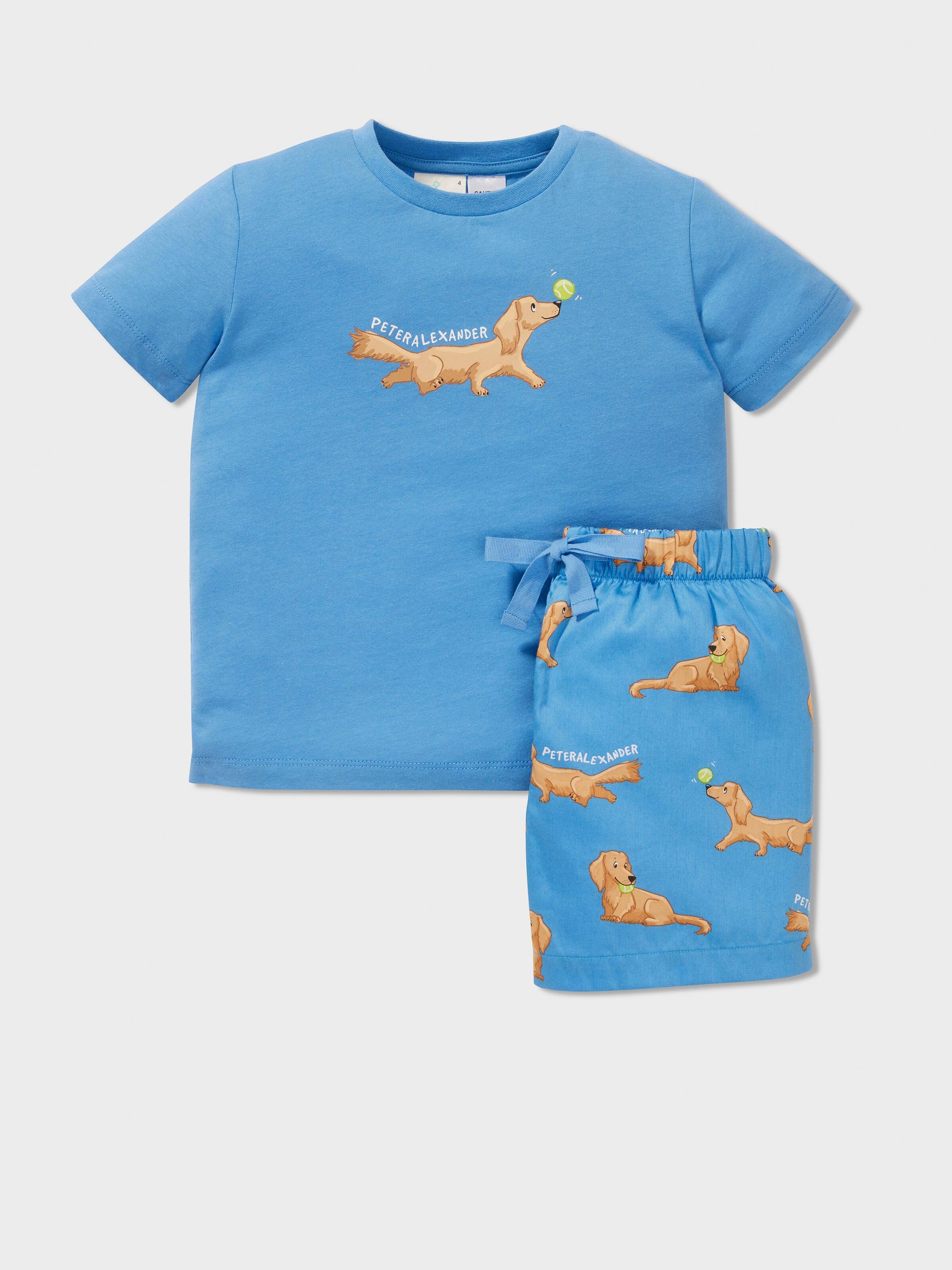 Jnr Boys Blue Penny 100% Cotton Short Pj Set
