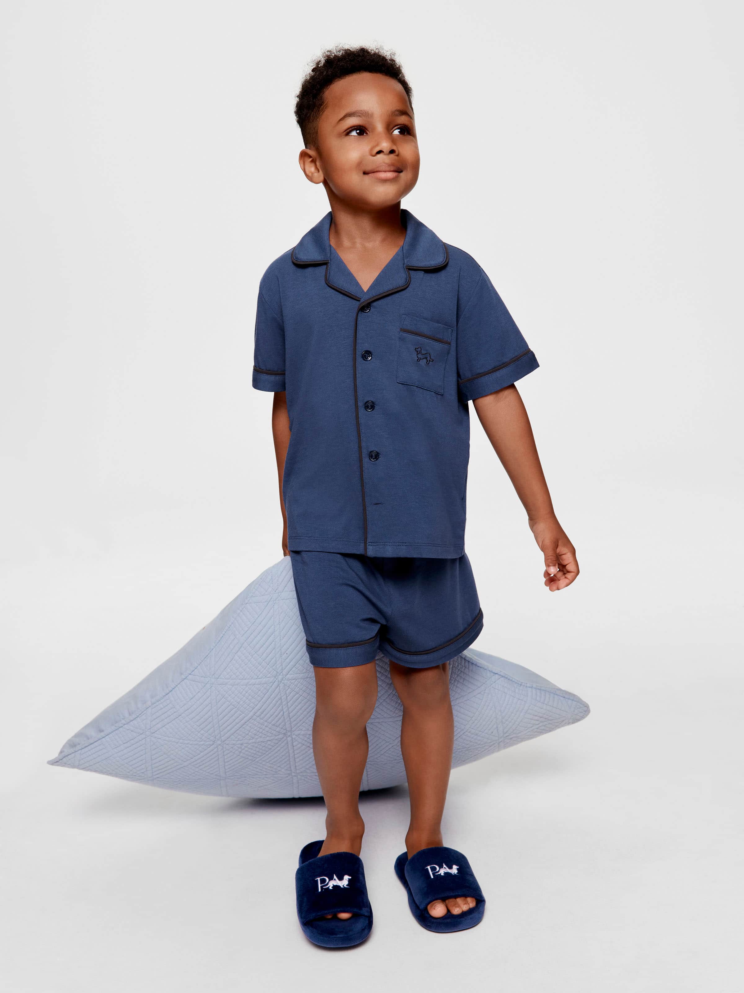Boys Navy Bamboo Classic Short Pj Set