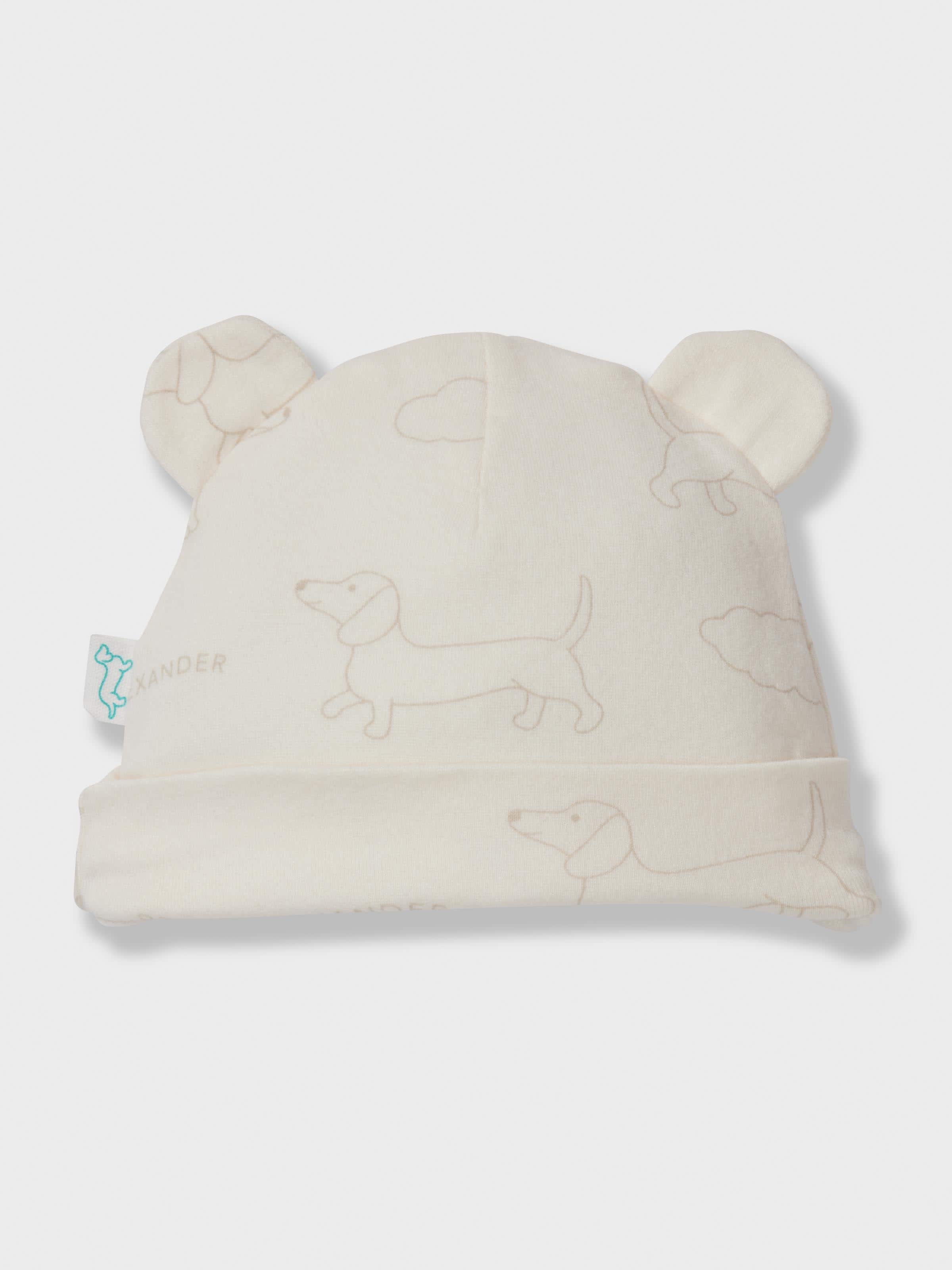 Baby Organics White Penny Print Beanie & Booties Set