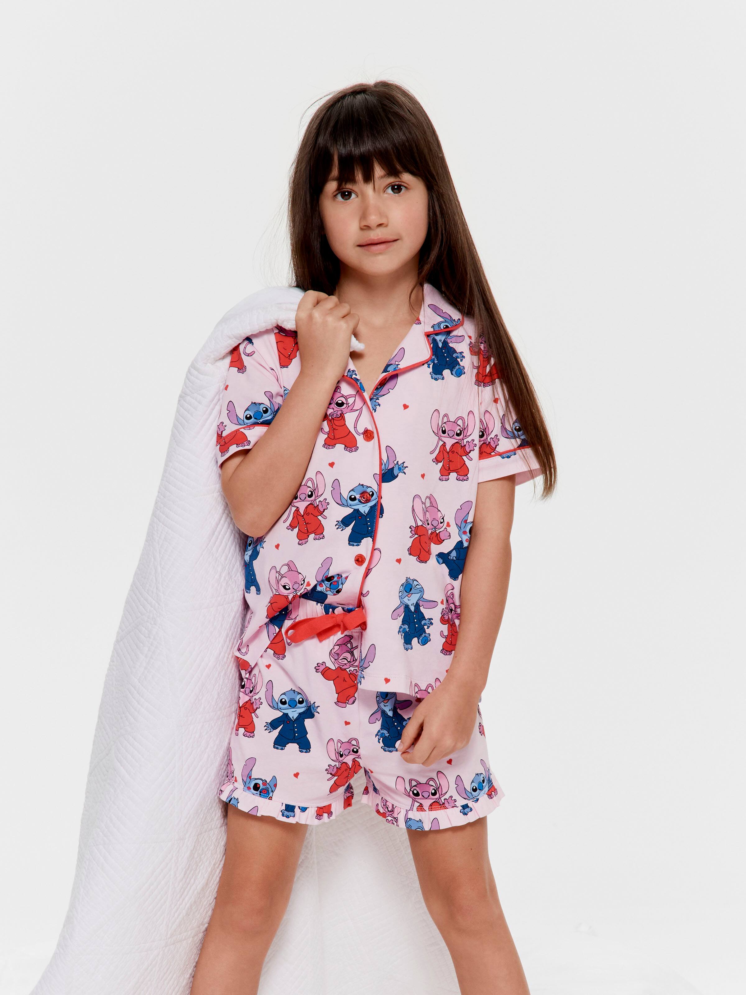 Jnr Girls Disney Stitch & Angel Classic Shortie Pj Set