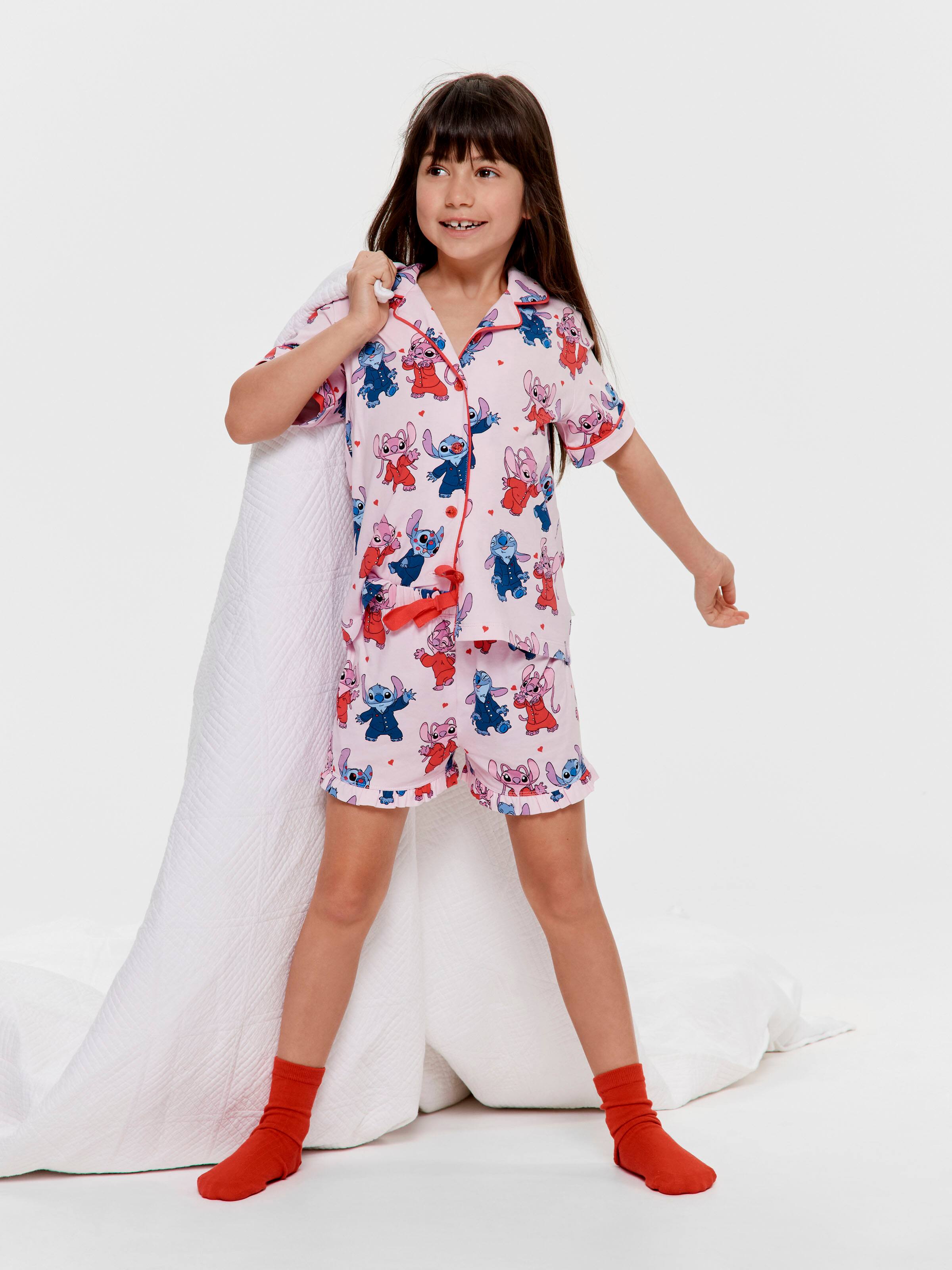 Jnr Girls Disney Stitch & Angel Classic Shortie Pj Set