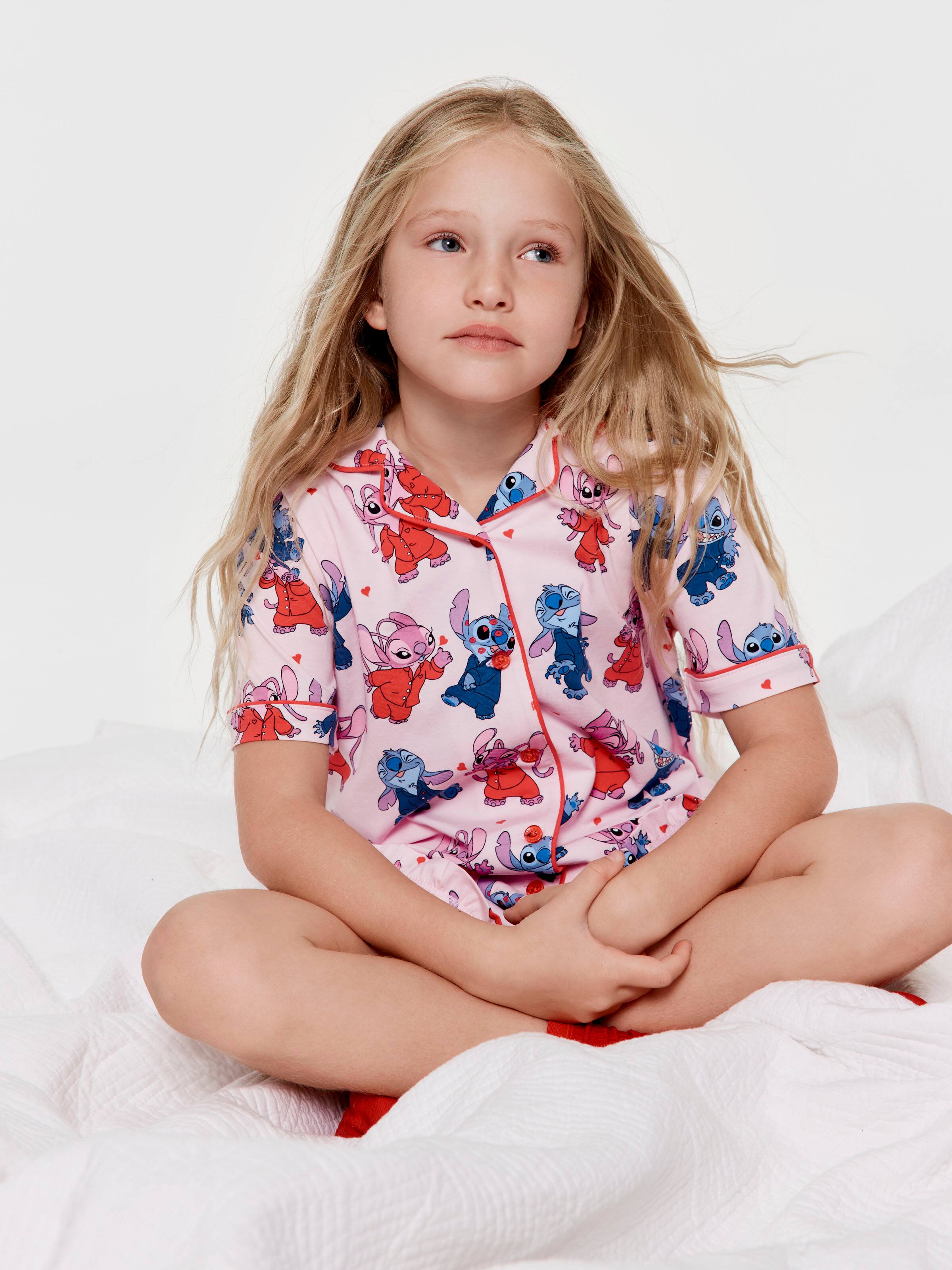 Girls Disney Stitch & Angel Classic Shortie Pj Set