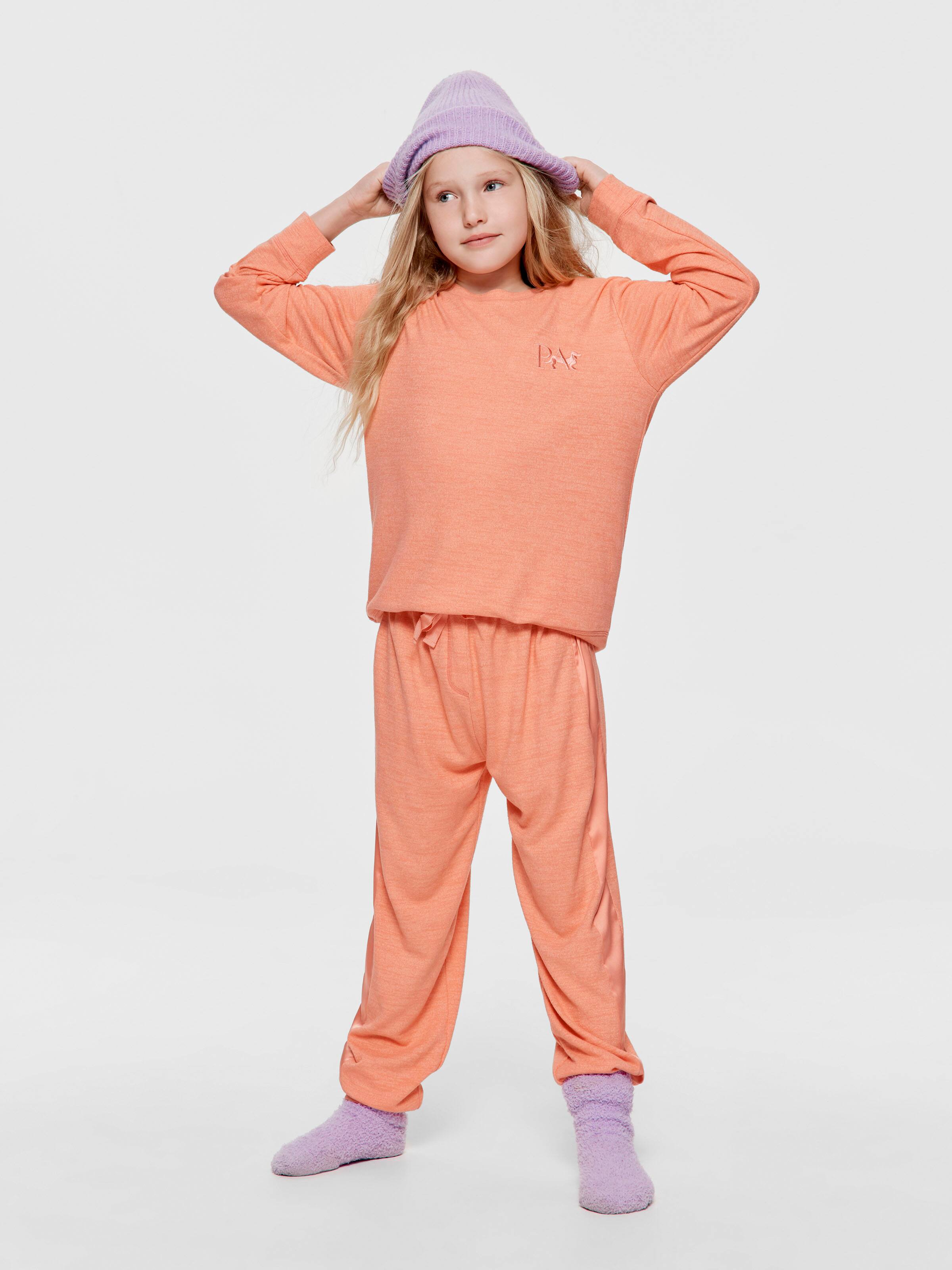 Girls Melon Fuzzy Long Pj Set