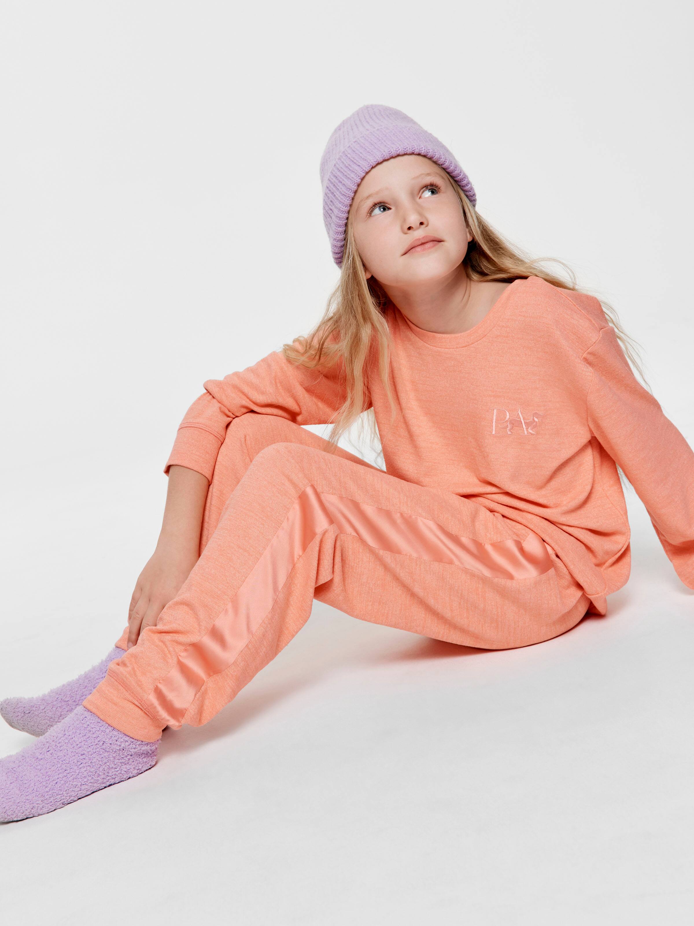 Girls Melon Fuzzy Long Pj Set